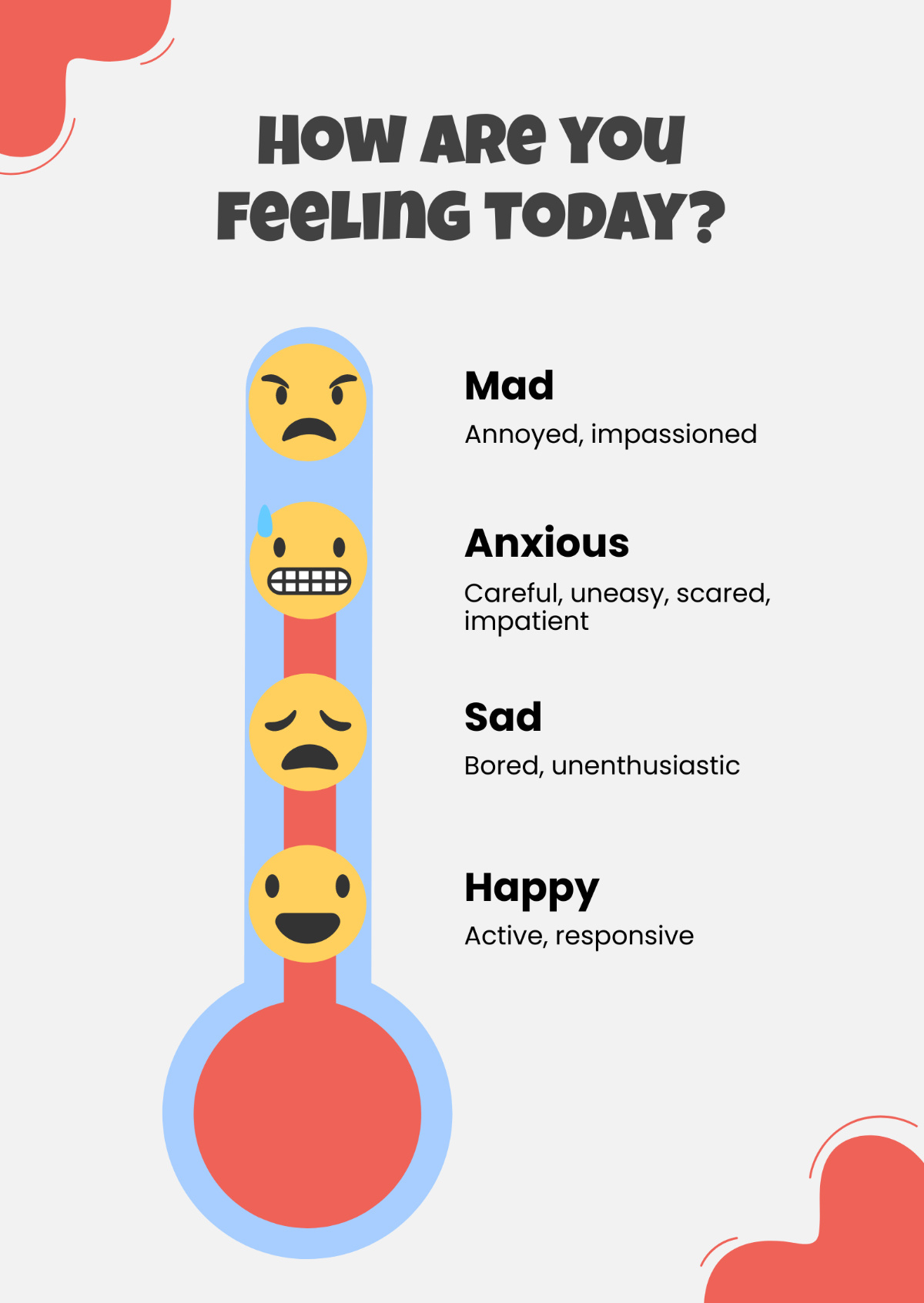 Free Feelings Thermometer Chart Template To Edit Online for Emotional Thermometer Free Printable