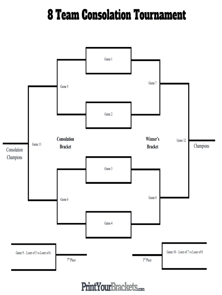 Free Fillable Tournament Brackets: Fill Out &amp;amp; Sign Online | Dochub in Free Printable 8 Team Double Elimination Bracket