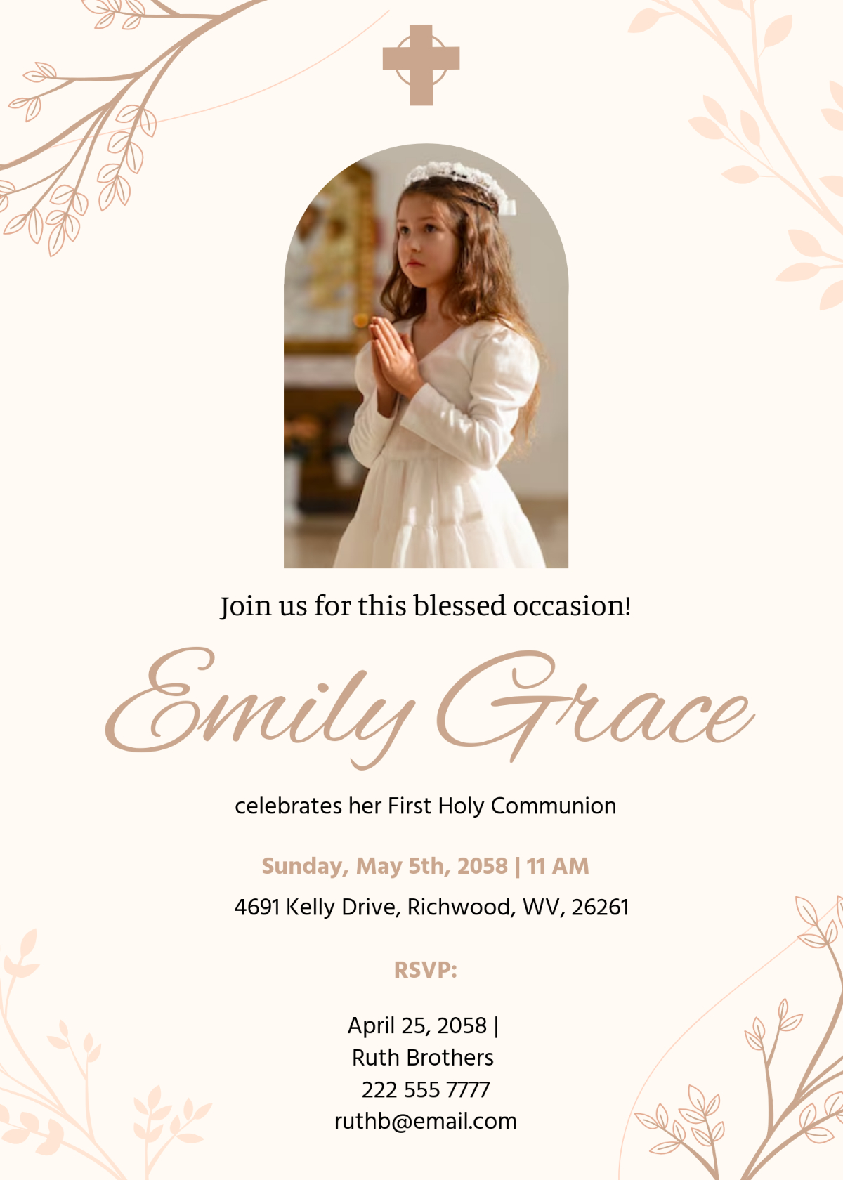 Free First Communion Invitation Templates, Editable And Printable pertaining to Free Printable Communion Cards