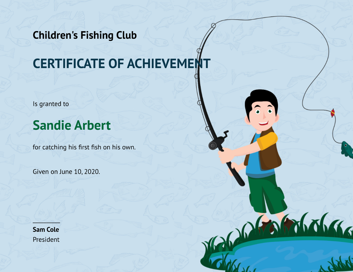 Free First Fish Kid Certificate Template To Edit Online intended for Free Fishing Certificate Templates