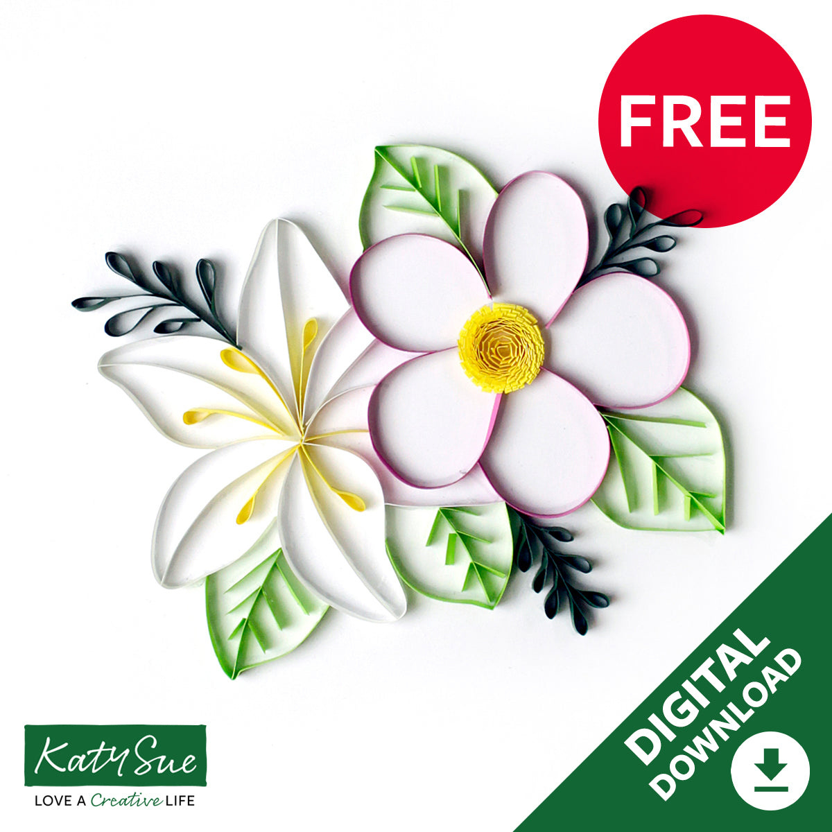 Free Floral Digital Quilling Template — Katy Sue Designs with Free Printable Paper Quilling Patterns