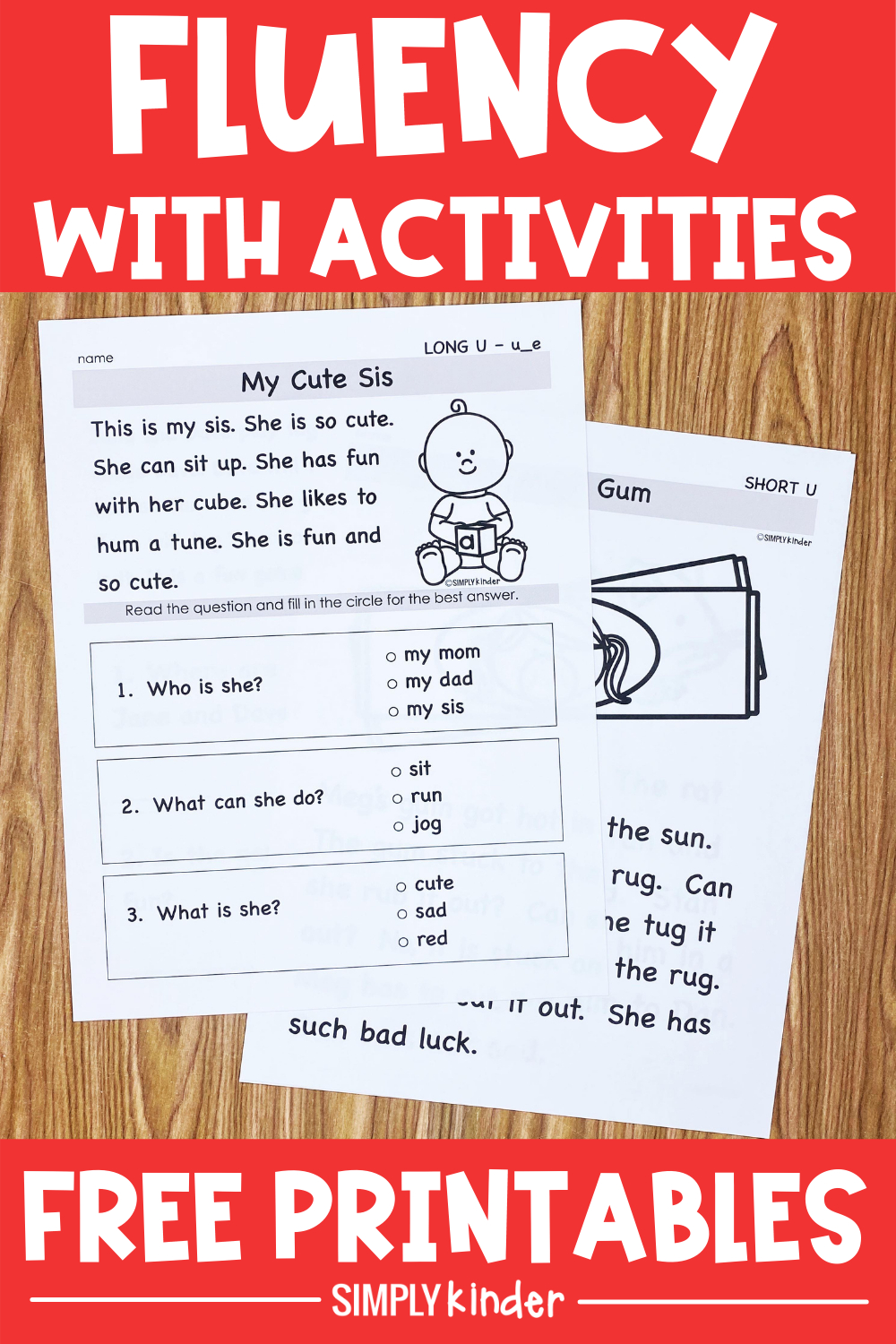 Free Fluency Passages For Kindergarten - Simply Kinder throughout Free Fluency Printables