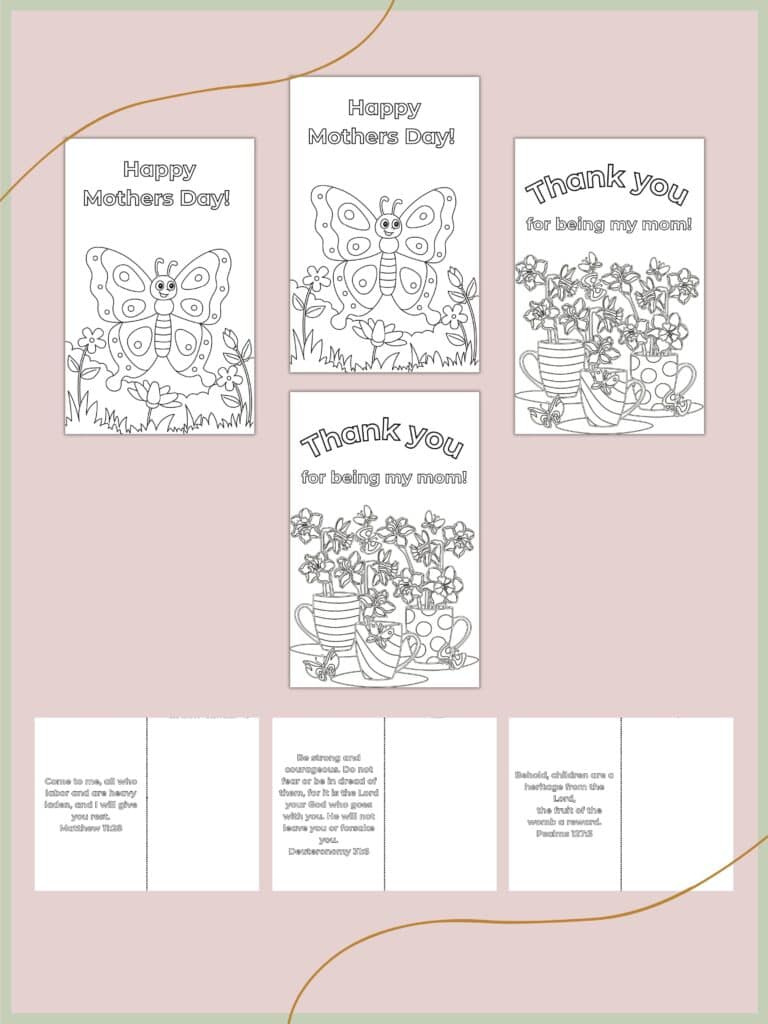 Free Folding Mother&amp;#039;S Day Coloring Cards | Healing Home for Free Christian Mothers Day Printables