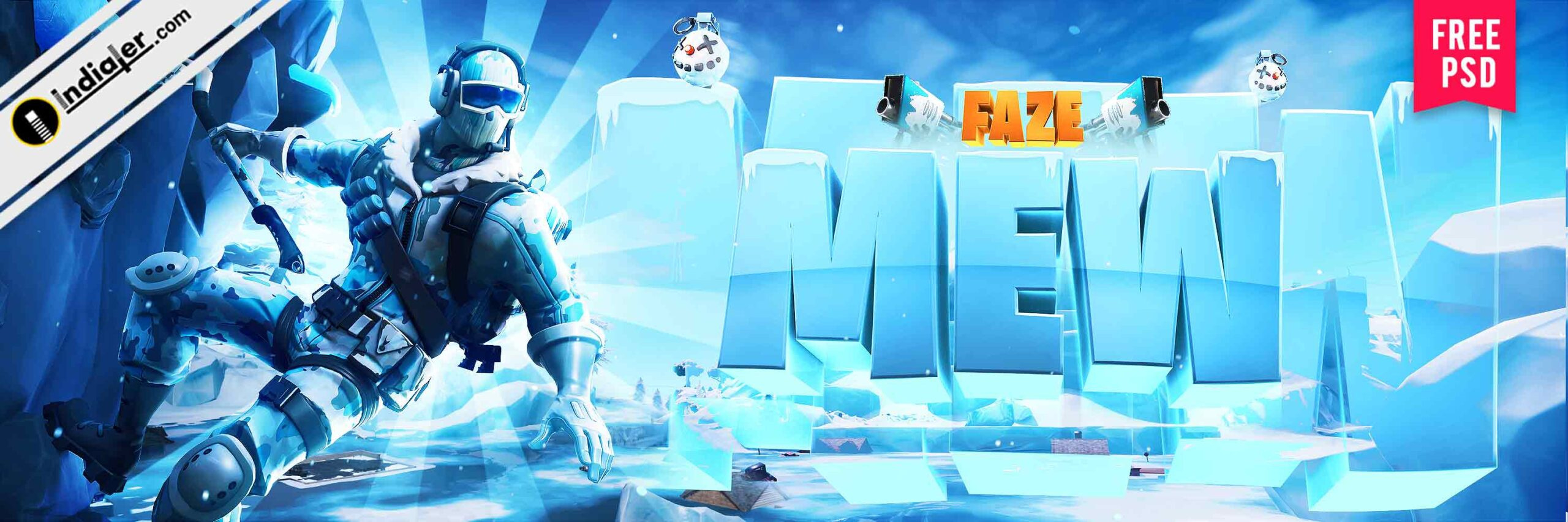 Free Fortnite Winter/Christmas Game Banner Photoshop Template in Free Fortnite Banner Template