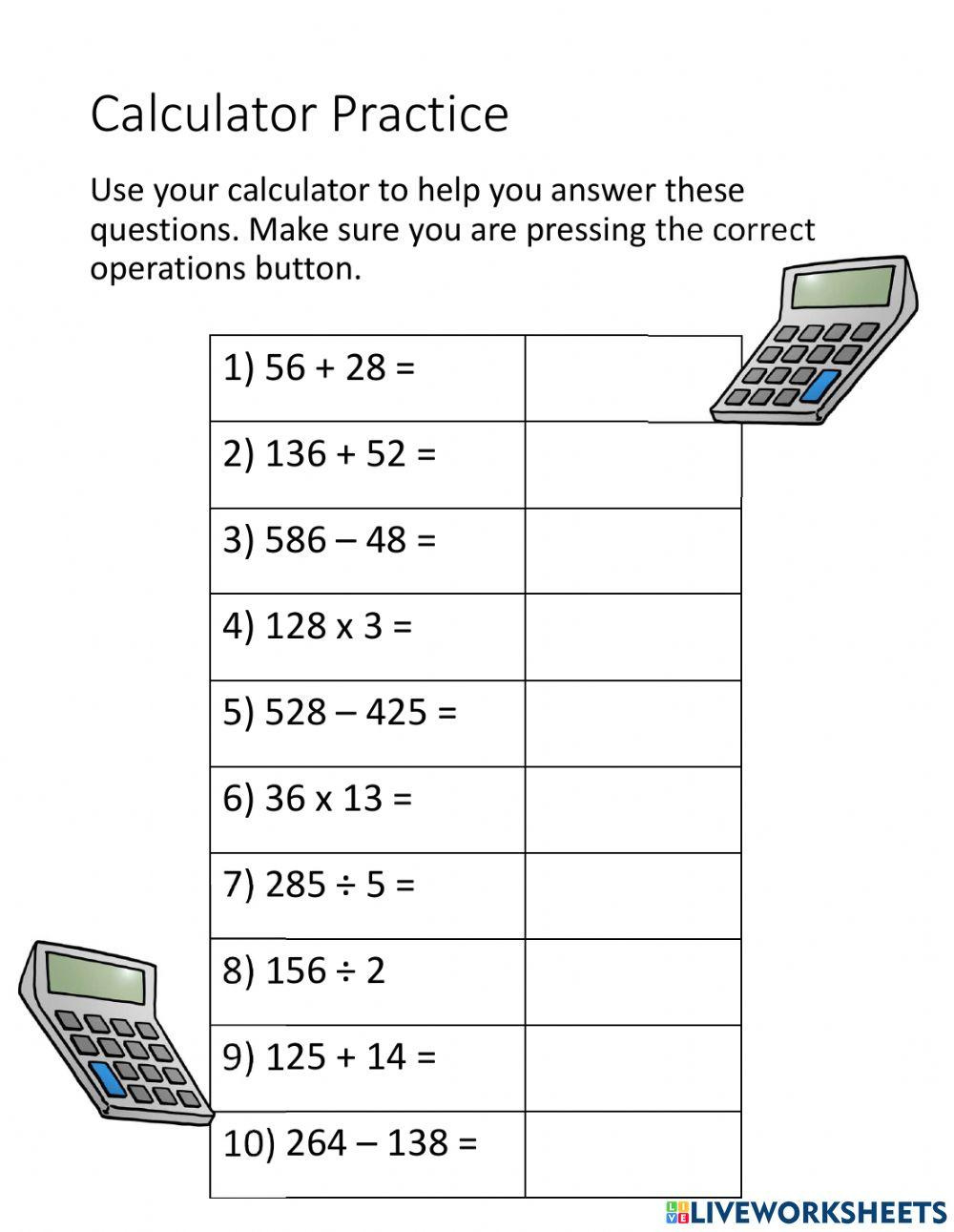 Free Free Printable Calculator Worksheet, Download Free Free with regard to Calculator Worksheets Free Printable