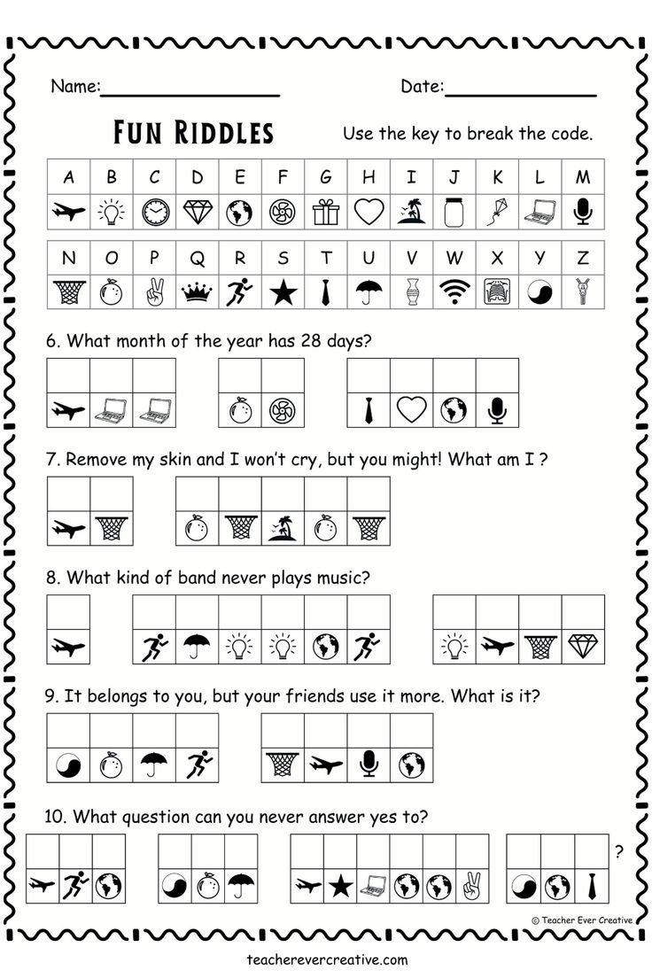 Free Fun Riddles Cryptogram For Kids - Free Printable Worksheets within Cryptograms Printable Free Puzzles