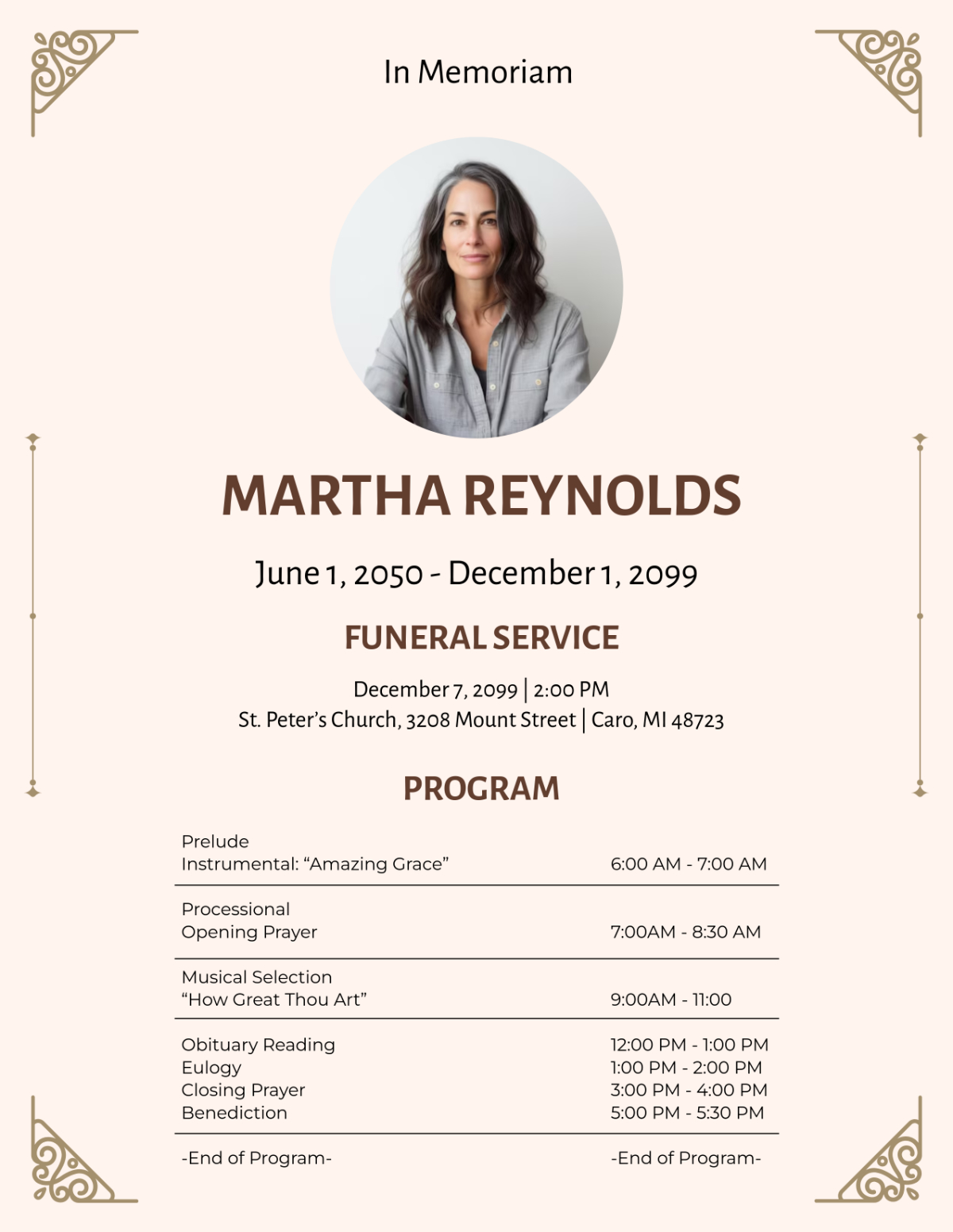 Free Funeral Program Templates, Editable And Printable with regard to Funeral Mass Booklet Template Free Download