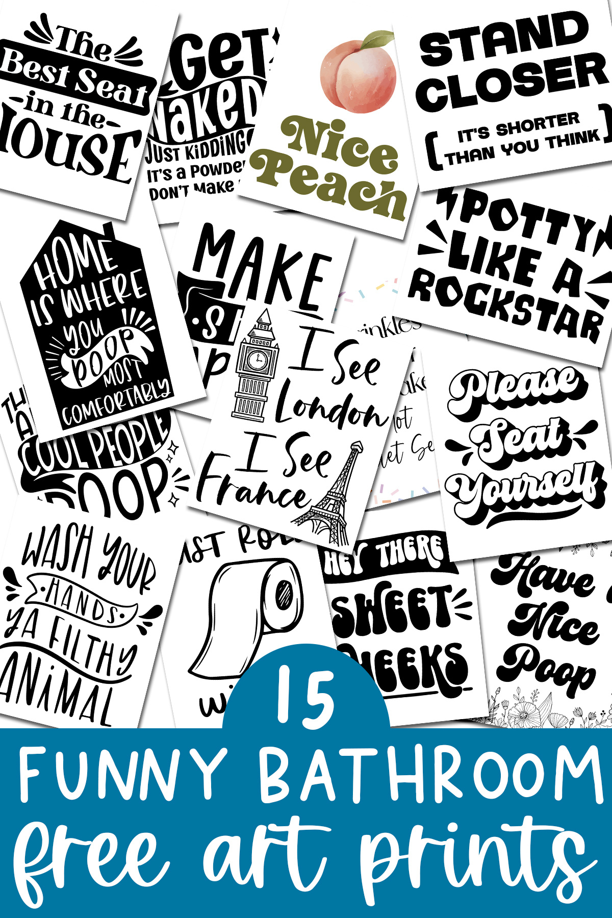 Free Funny Printable Bathroom Signs: 15 Wall Art Options with regard to Free Printable Bathroom Signs