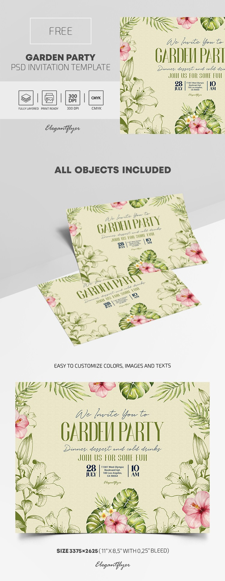 Free Garden Party Invitation Psd Template - 10030309 |Elegantflyer with Garden Party Flyer Templates Free