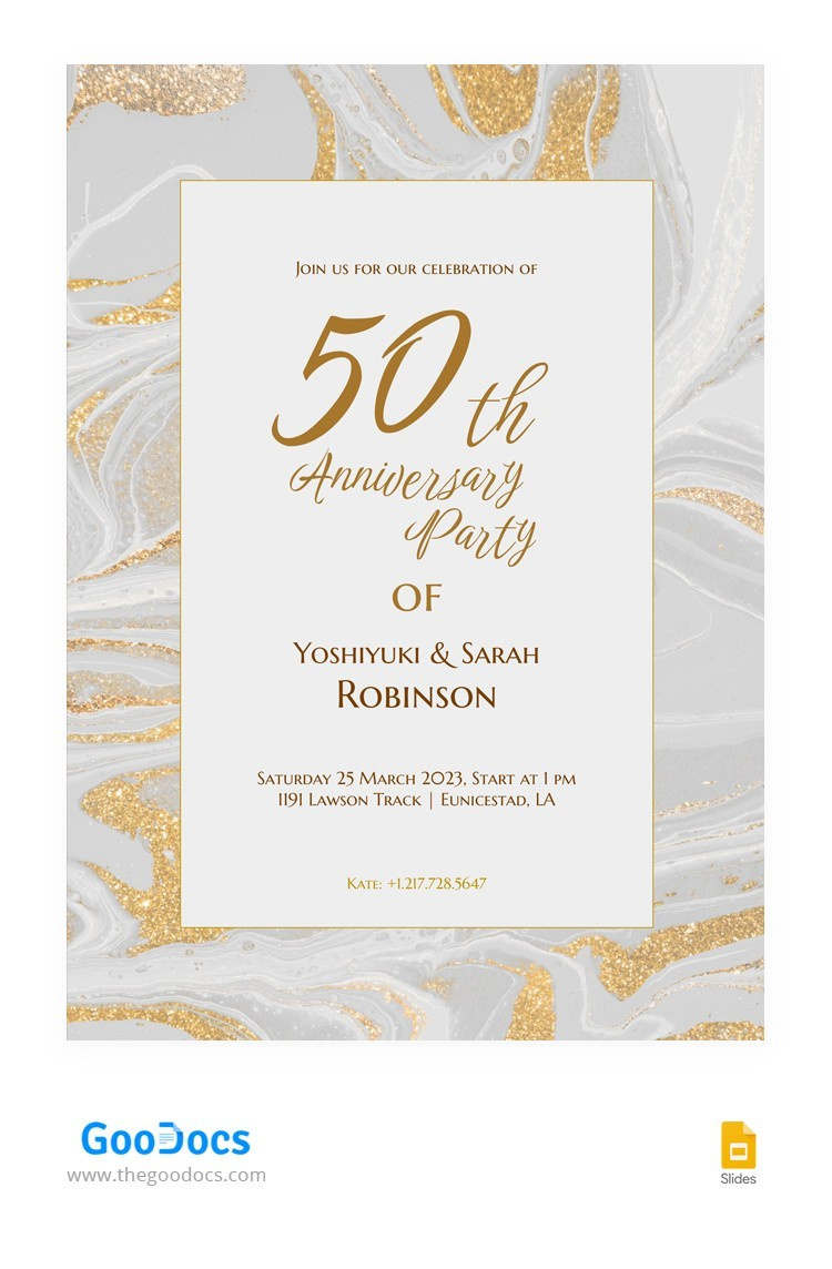 Free Golden 50Th Anniversary Invitation Template | Thegoodocs with regard to 50Th Anniversary Free Printables