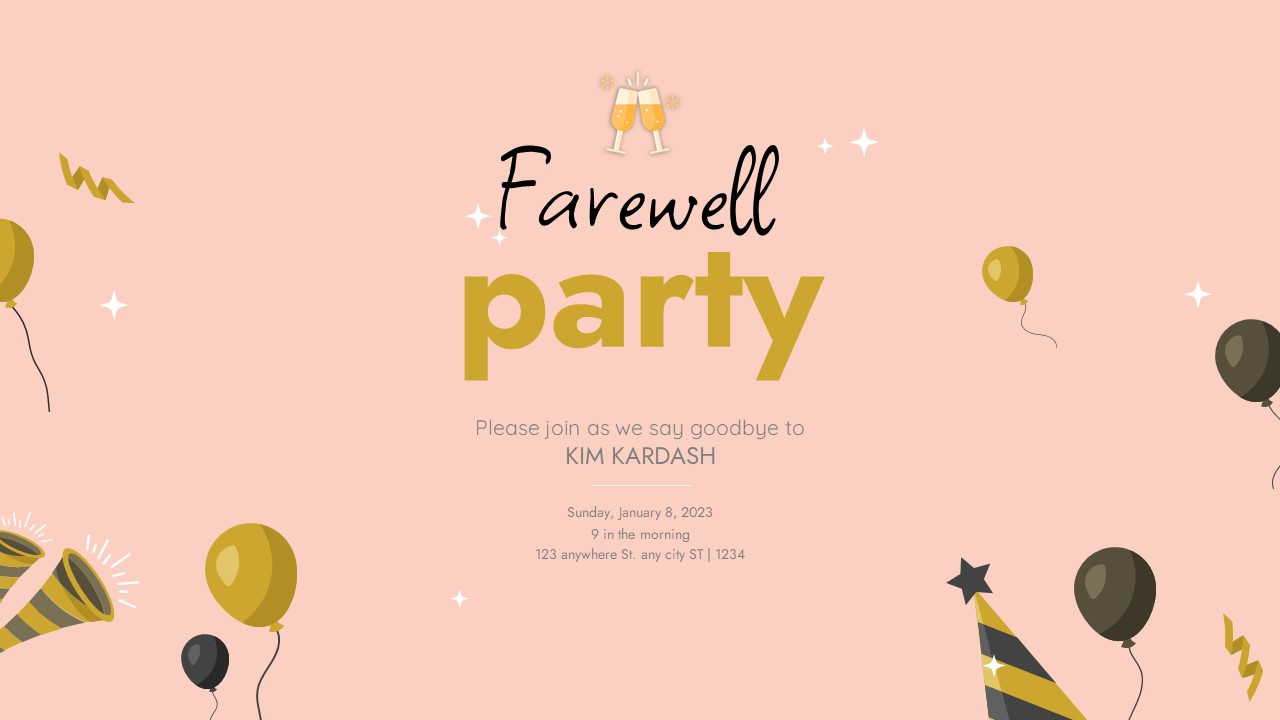 Free Google Slides Farewell Party Invitation Template Powerpoint inside Free Goodbye Powerpoint Template