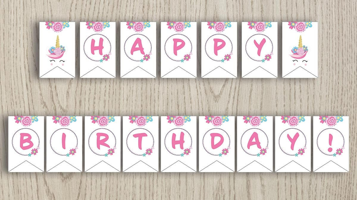 Free Happy Birthday Unicorn Banner Printable - The Artisan Life throughout Free Printable Happy Birthday Letters