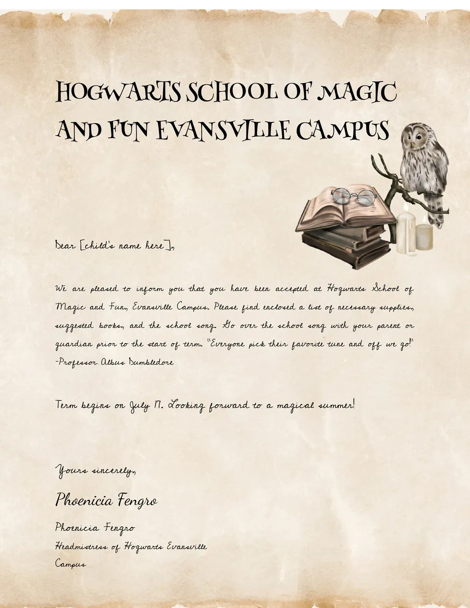 Free Hogwarts Acceptance Letter Template For Google Docs for Harry Potter Letter Free Printable
