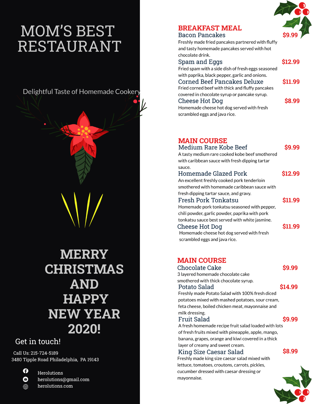 Free Holiday Menu Template To Edit Online pertaining to Free Caribbean Menu Template
