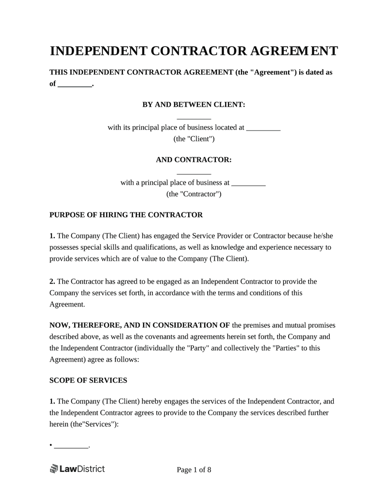 Free Independent Contractor Agreement Template | Sample & Pdf intended for Free Dom Sub Contract Template