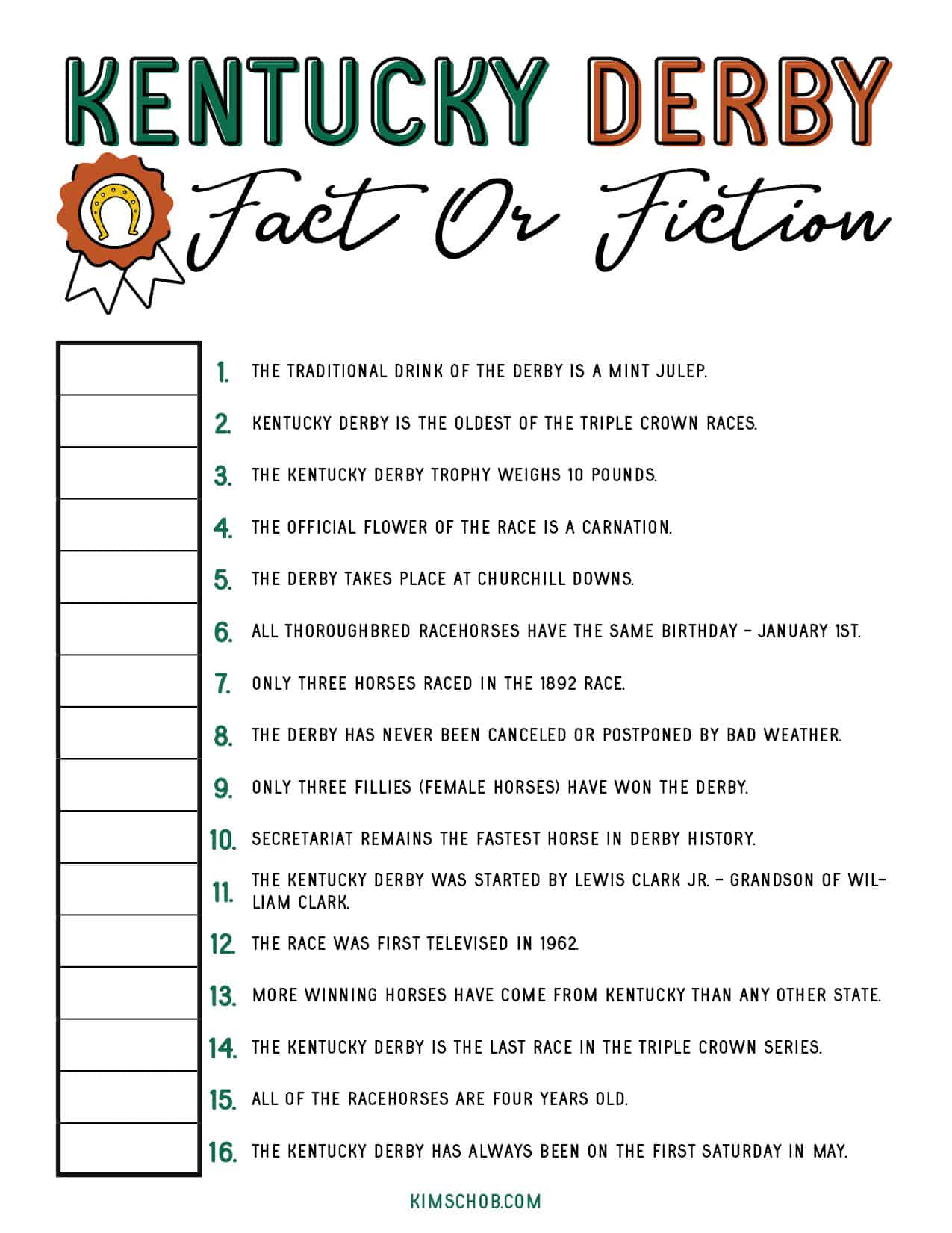 Free Kentucky Derby Printable Games - Kim Schob intended for Kentucky Derby Printables Free