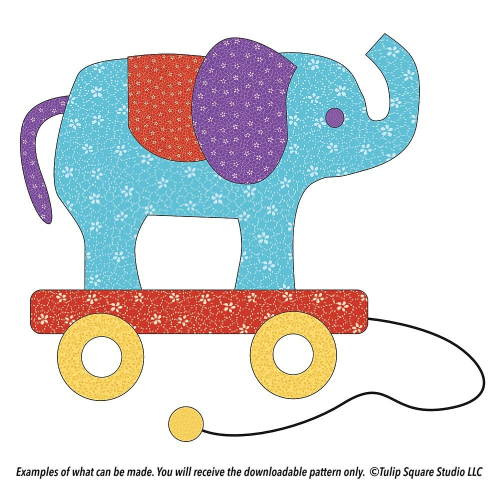 Free Kids Appliqué Pattern - Baby Elephant Pull Toy - Tulipsquare in Free Printable Elephant Applique Pattern