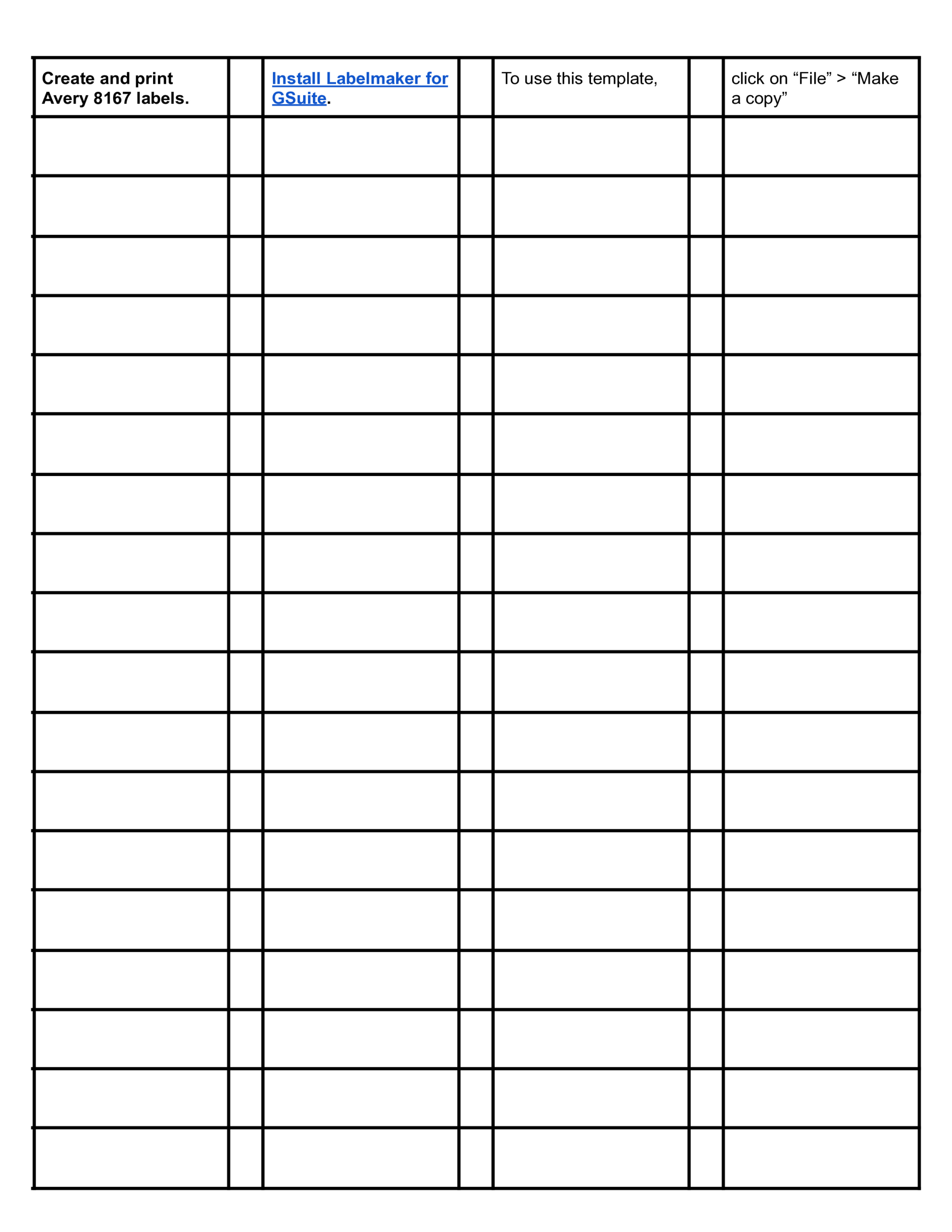 Free Label Template Compatible With Avery® 8167 - For Google Docs regarding Avery 8167 Template Free