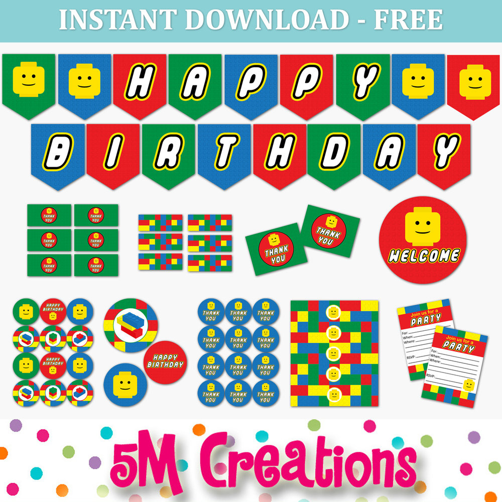 Free Lego Inspired Party Printable Decorations – Instant Download throughout Free Printable Lego Patterns