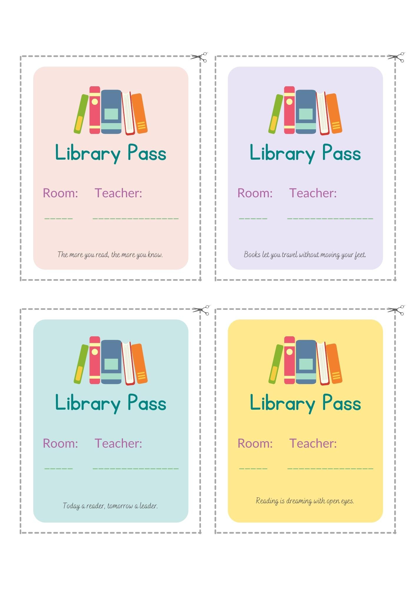Free Library Pass - Elementary Librarian with regard to Free Library Printables