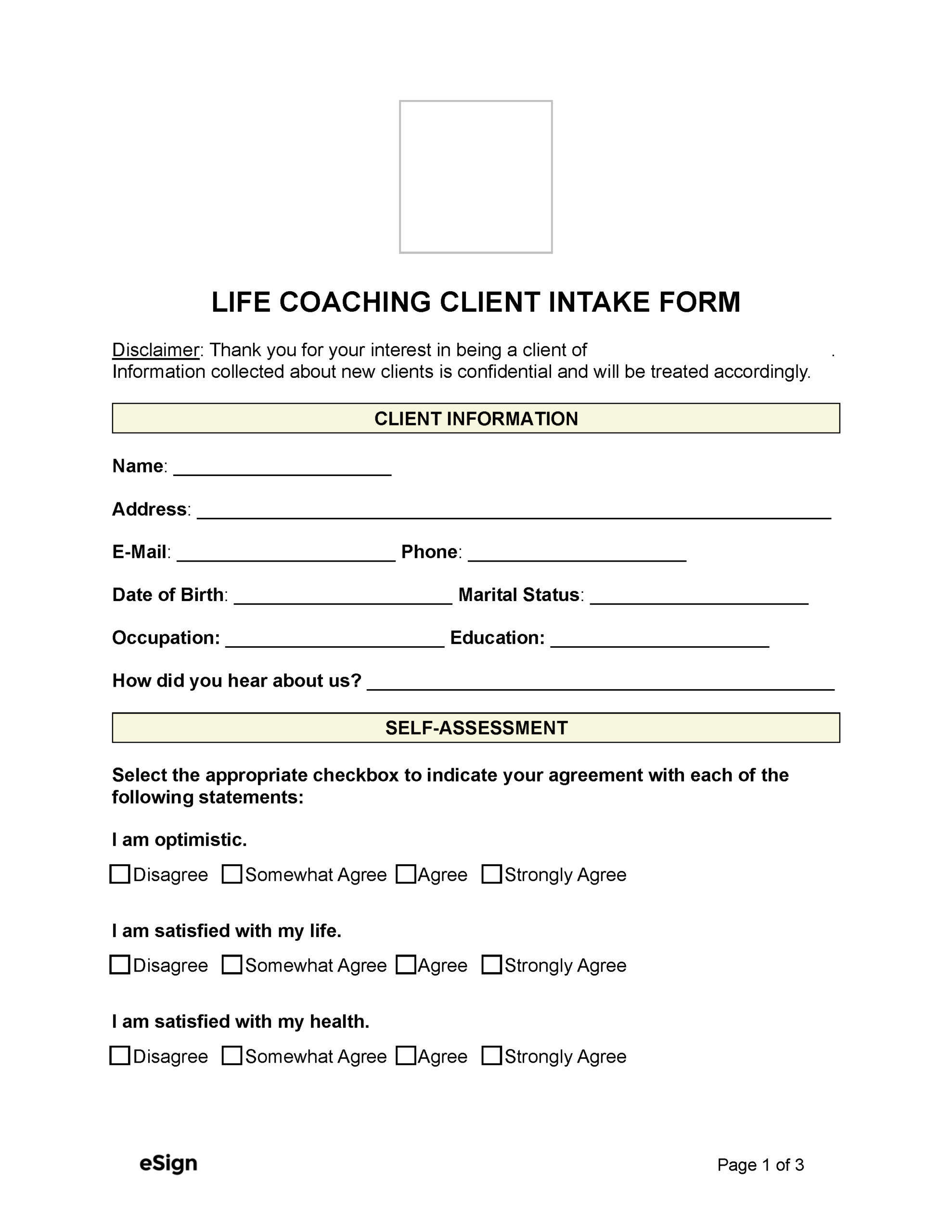 Free Life Coaching Client Intake Form | Pdf | Word with Free Life Coaching Templates
