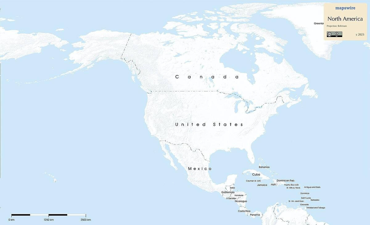Free Maps Of North America | Mapswire regarding Free Printable Map North America