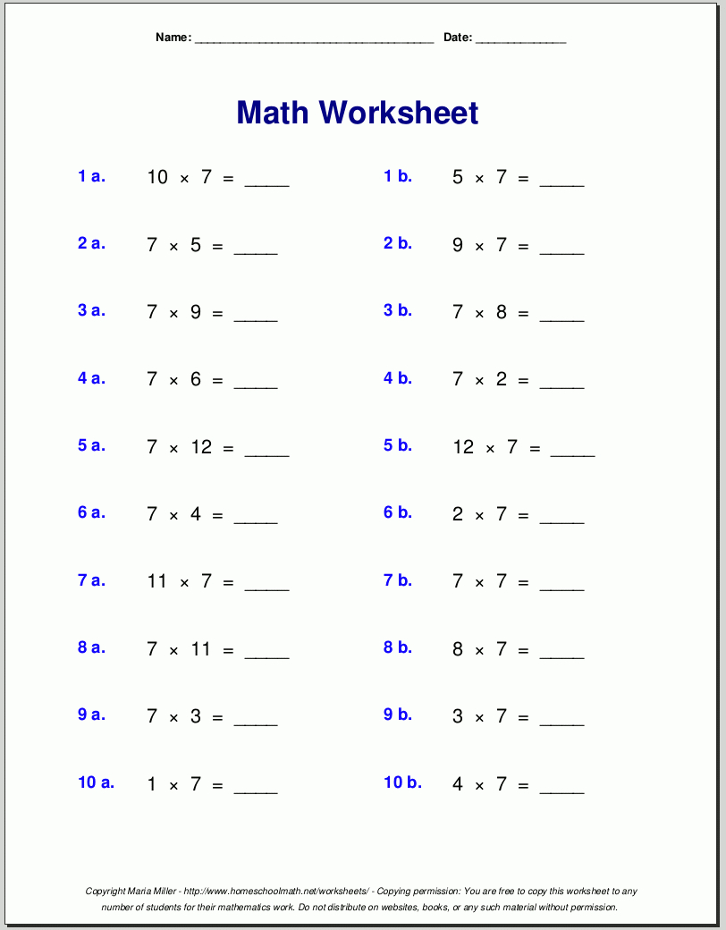 Free Math Worksheets throughout Year 7 Worksheets Free Printable