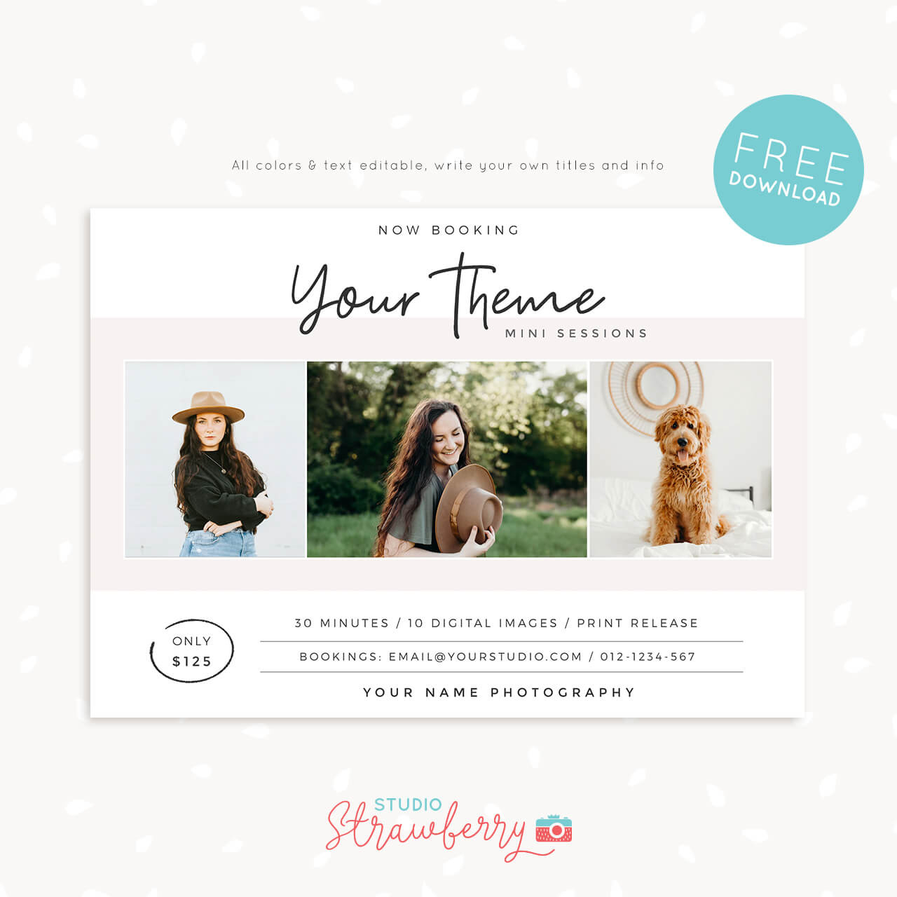 Free Mini Session Template – Strawberry Kit intended for Free Photo Session Templates