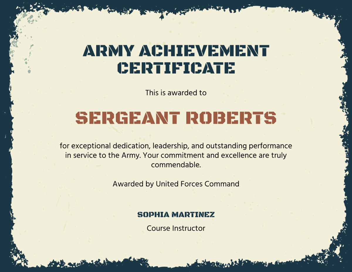 Free Modern Army Achievement Certificate Template To Edit Online inside Army Certificate Templates Free