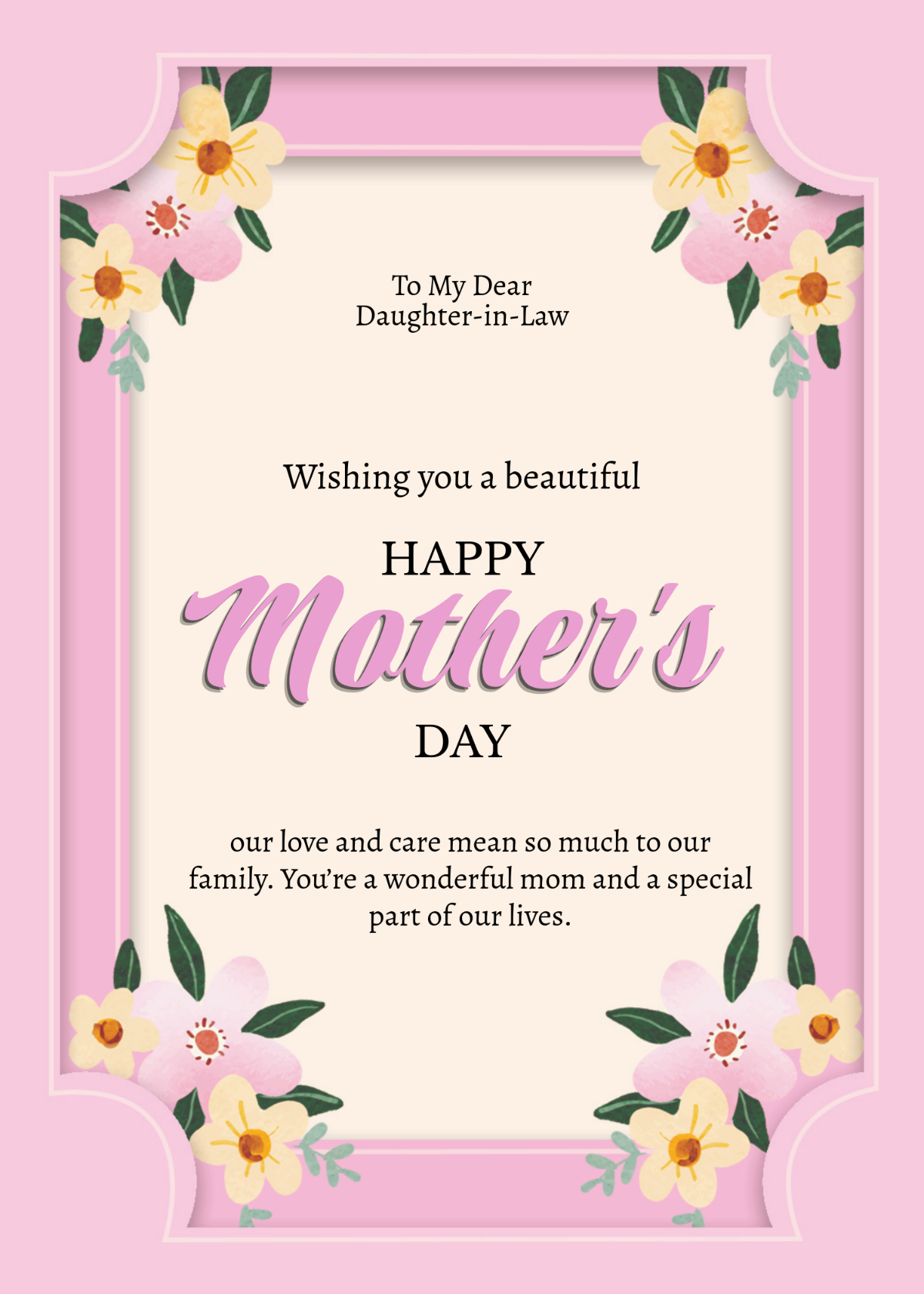 Free Mothers Day Wishes For Daughter-In-Law Template To Edit Online with Free Printable Mothers Day Cards For Daughter in Law