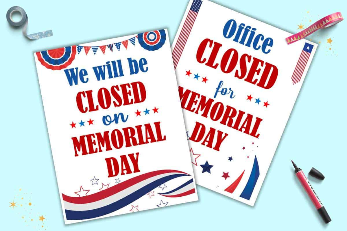 Free Office Closed For Memorial Day Sign Printable - The Artisan Life in Free Closed For Memorial Day Printable Sign