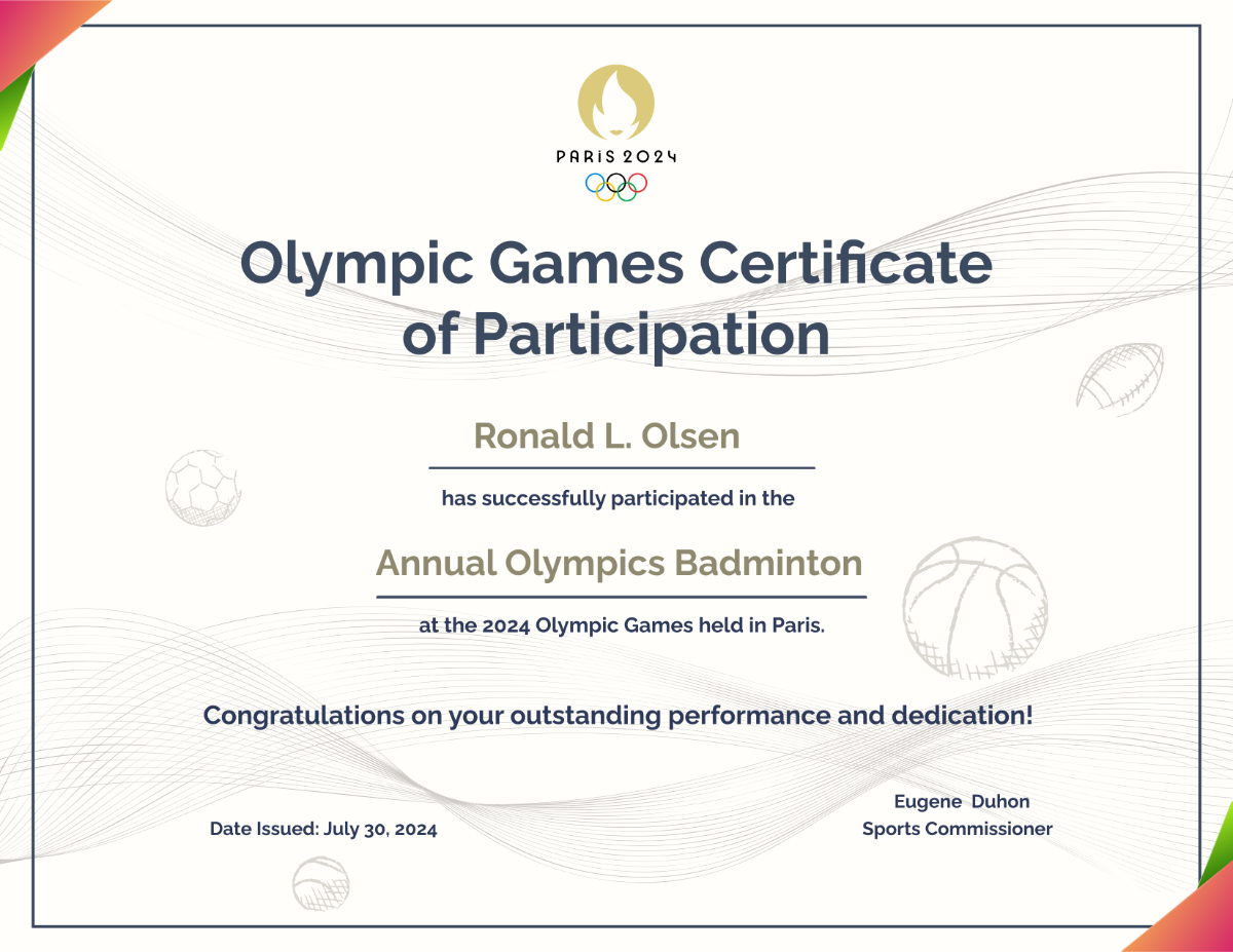 Free Olympics Certificate Template To Edit Online in Free Printable Olympic Certificates