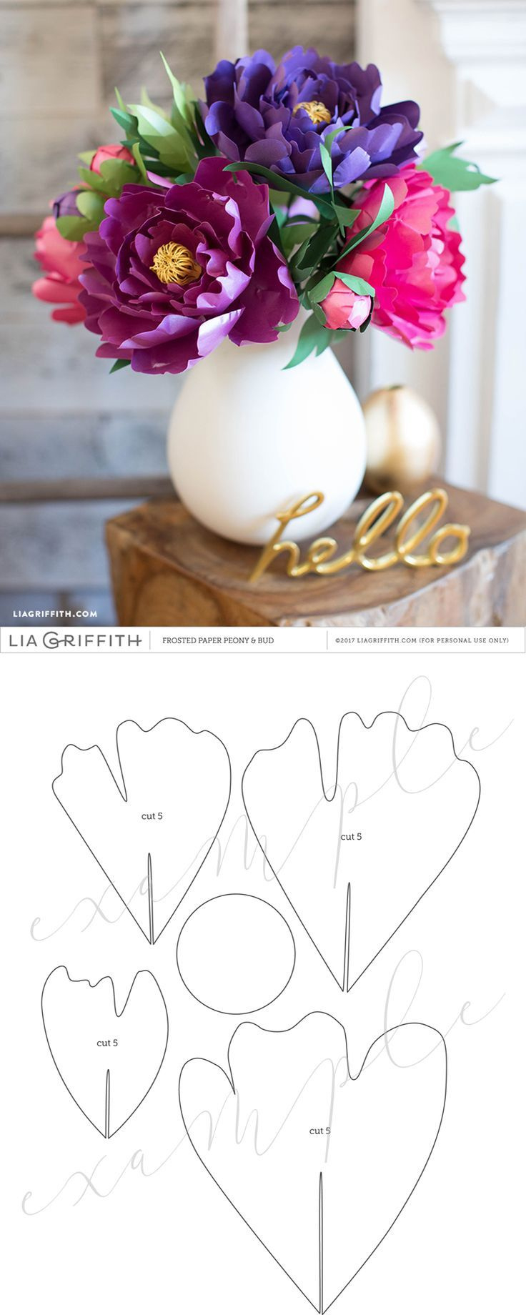 Free Paper Peony Template (*Free♥ Pretty ♥Things ♥For ♥You*) throughout Free Printable Peony Flower Patterns
