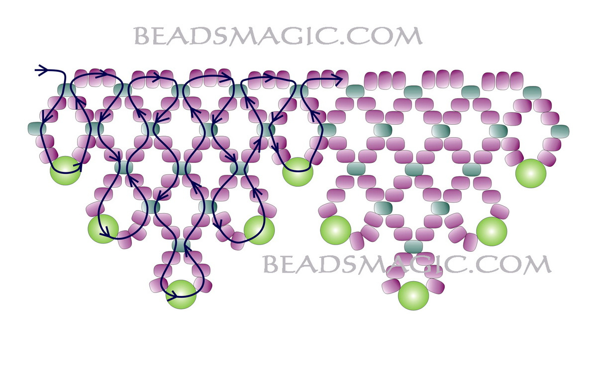 Free Pattern For Beaded Necklace Clark | Beads Magic inside Free Printable Beading Patterns