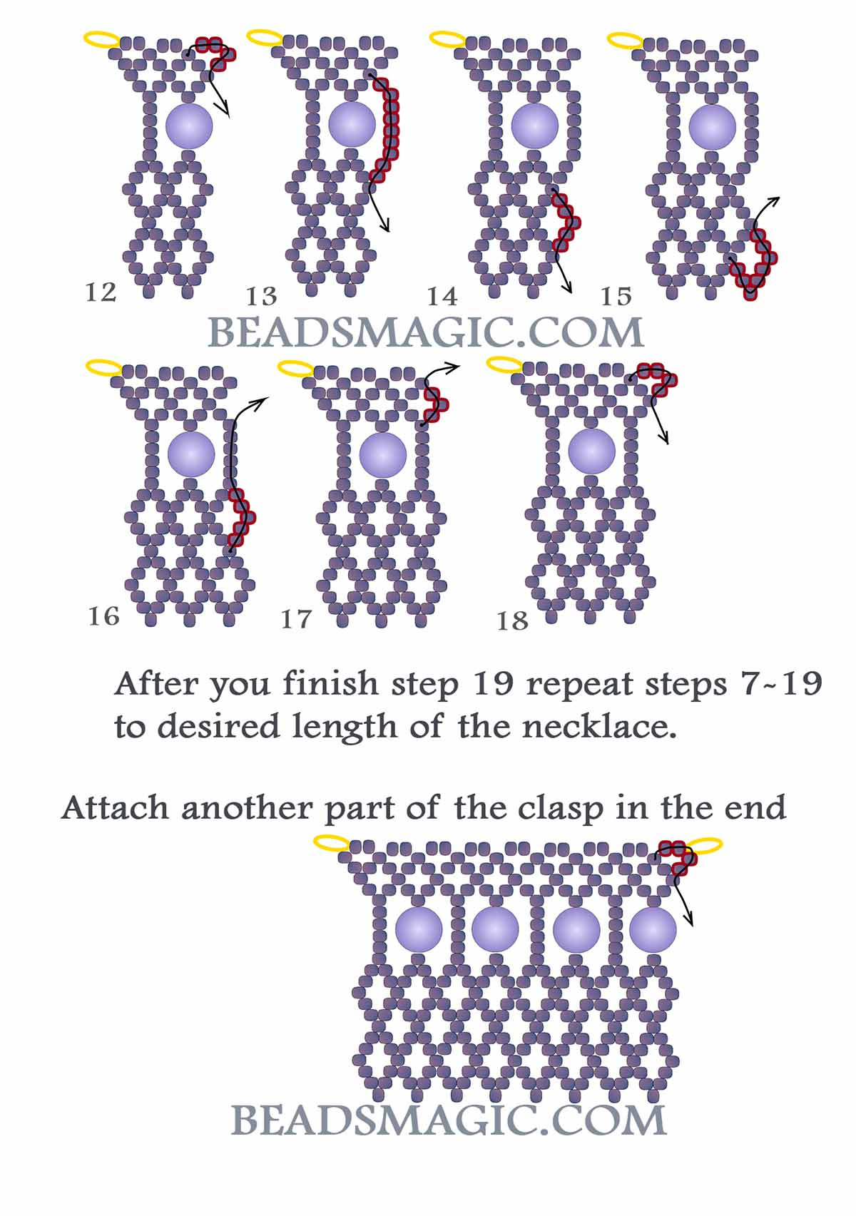 Free Pattern For Beaded Necklace Opium | Beads Magic with regard to Free Printable Seed Beading Patterns