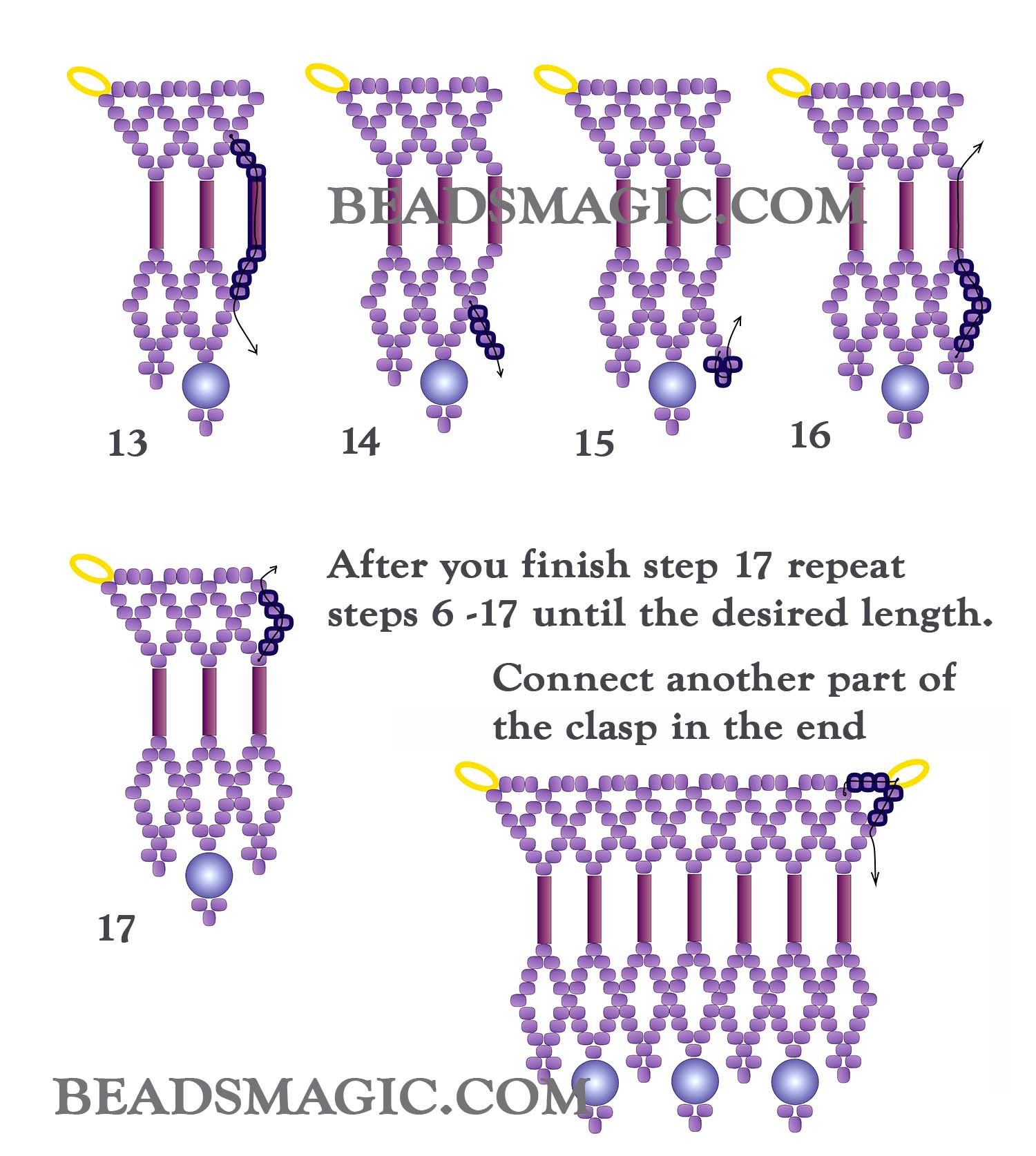 Free Pattern For Beaded Necklace Siren | Beads Magic with Free Printable Seed Bead Patterns