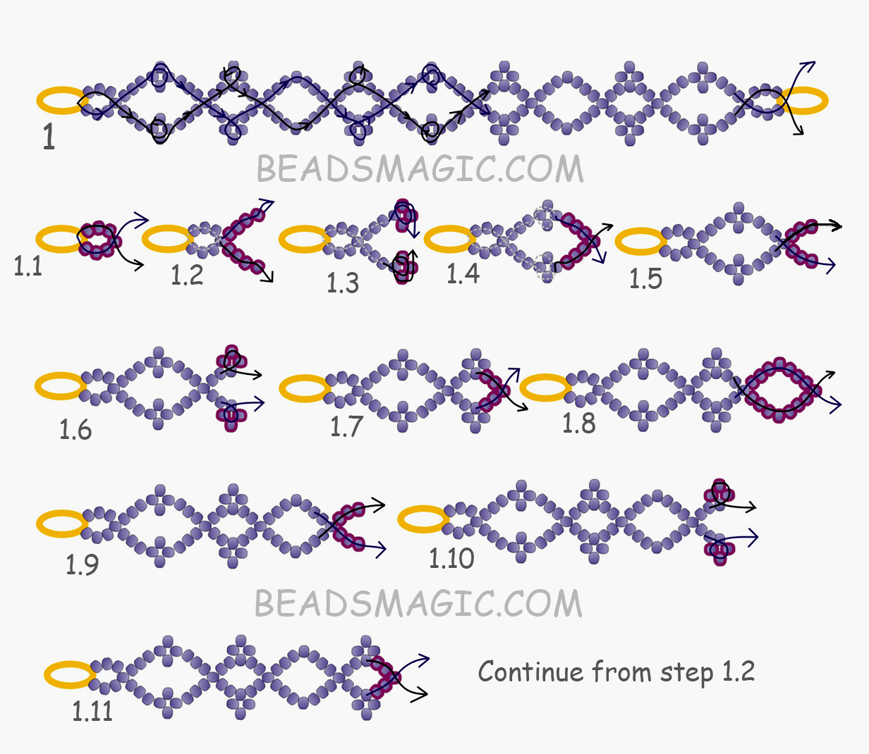 Free Pattern For Bracelet Azora | Beads Magic with regard to Free Printable Beading Patterns
