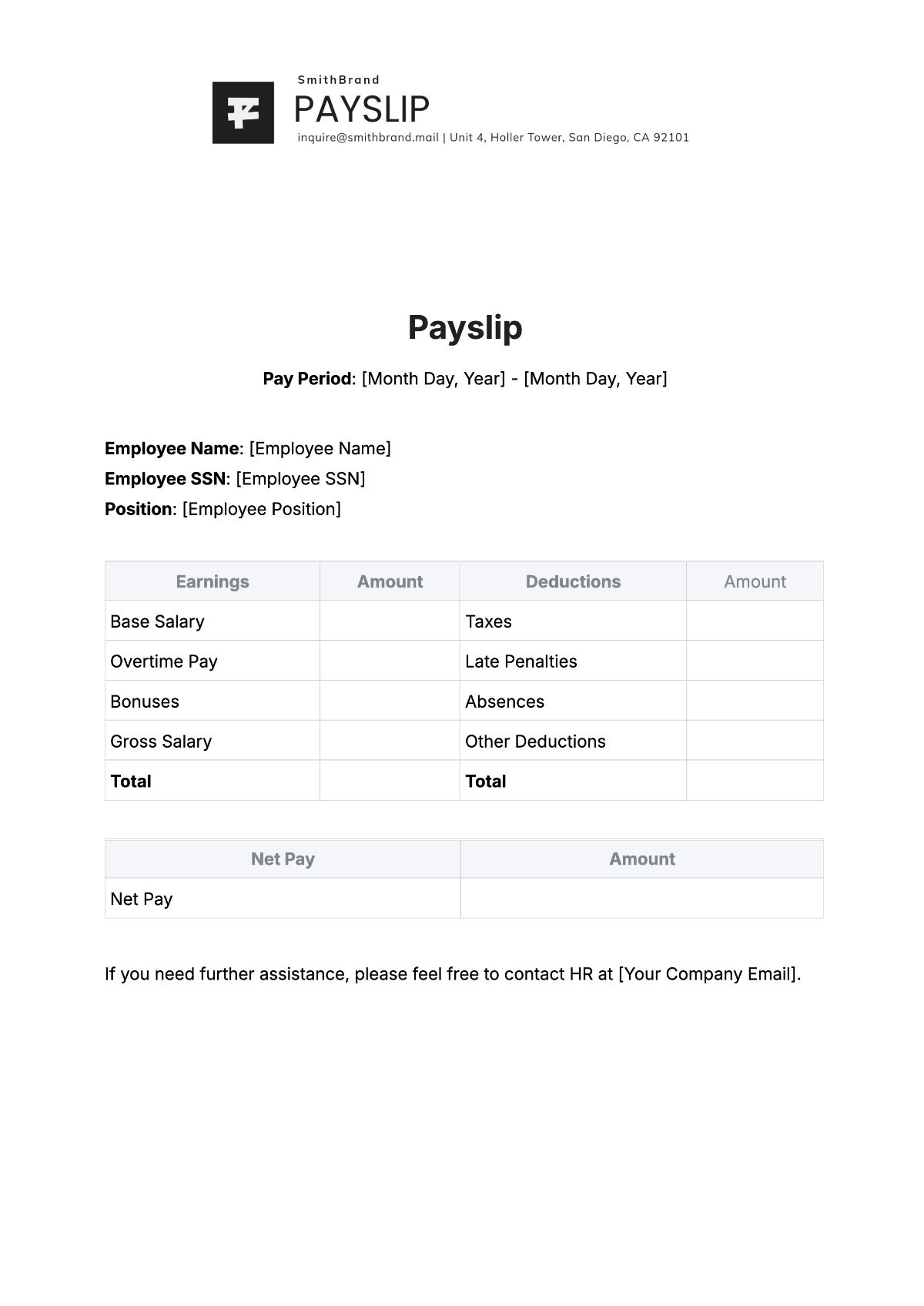 Free Payslip Template To Edit Online pertaining to Free Payslip Template UK
