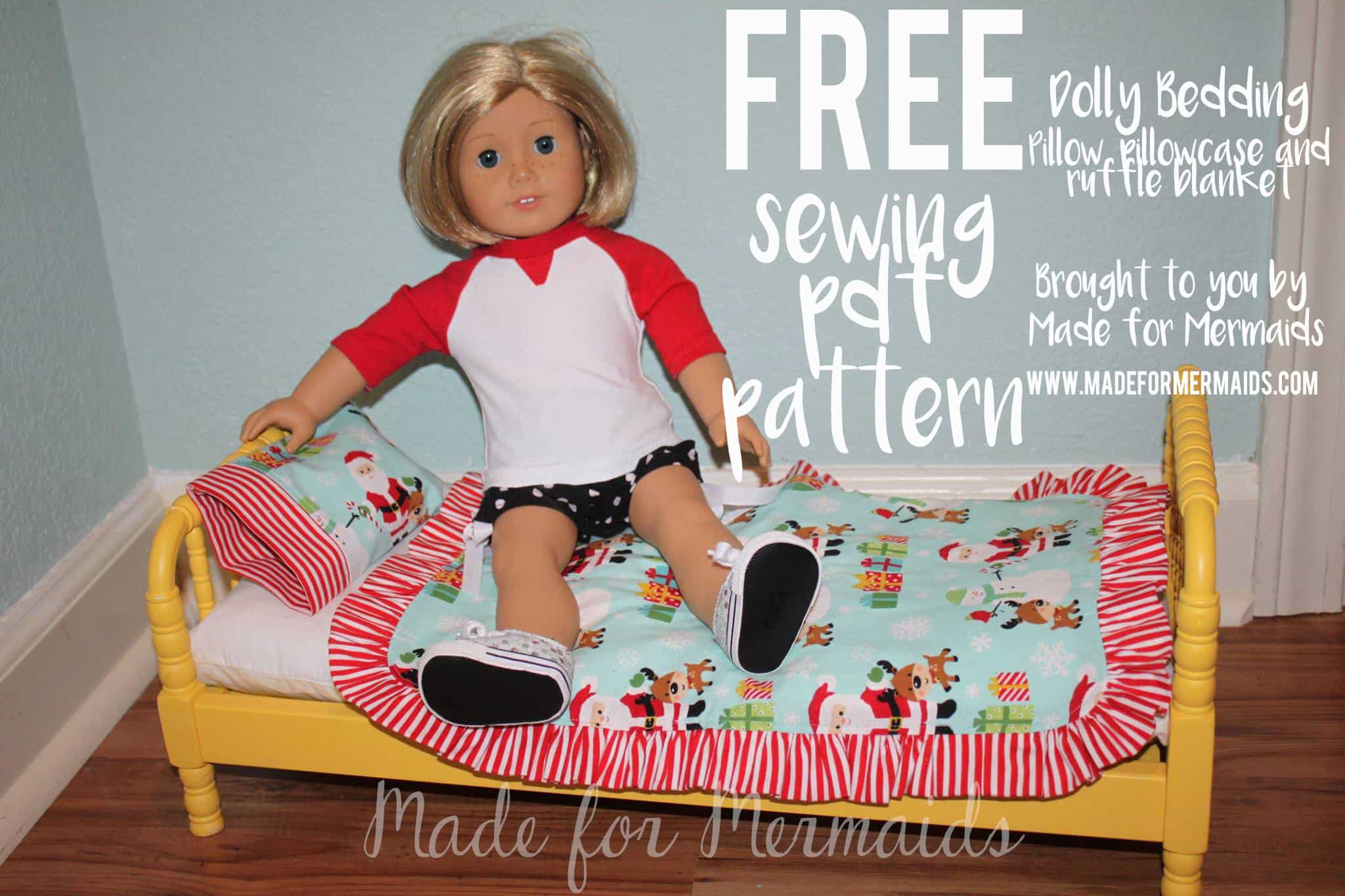 Free Pdf Pattern- Dolly Bedding- Pillow, Pillowcase And Ruffle Blanket for Free Printable Patterns For A Pillowcase Dolls