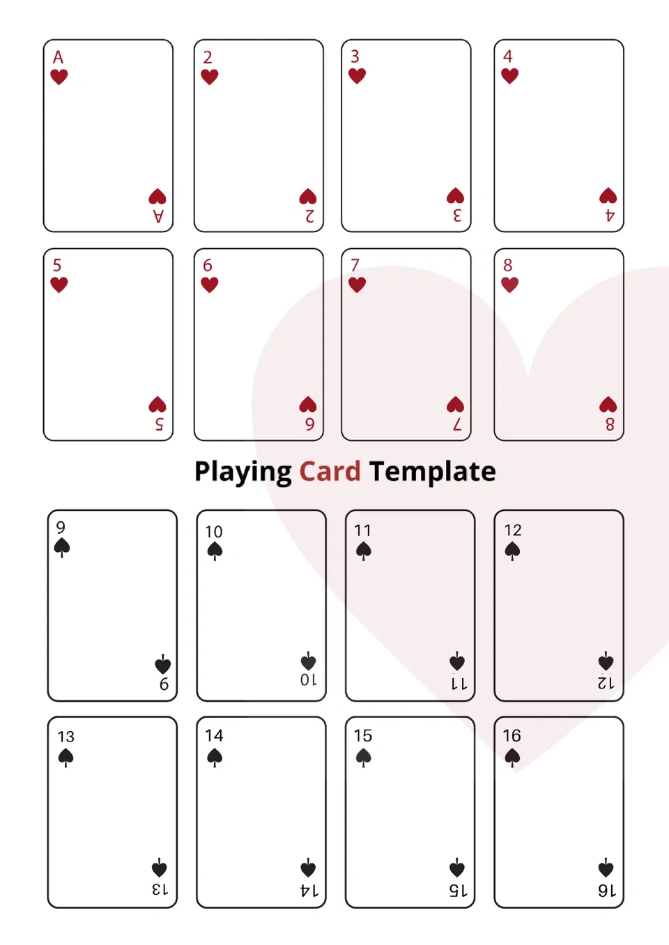Free Playing Card Template For Google Docs in Deck Of Cards Template Free