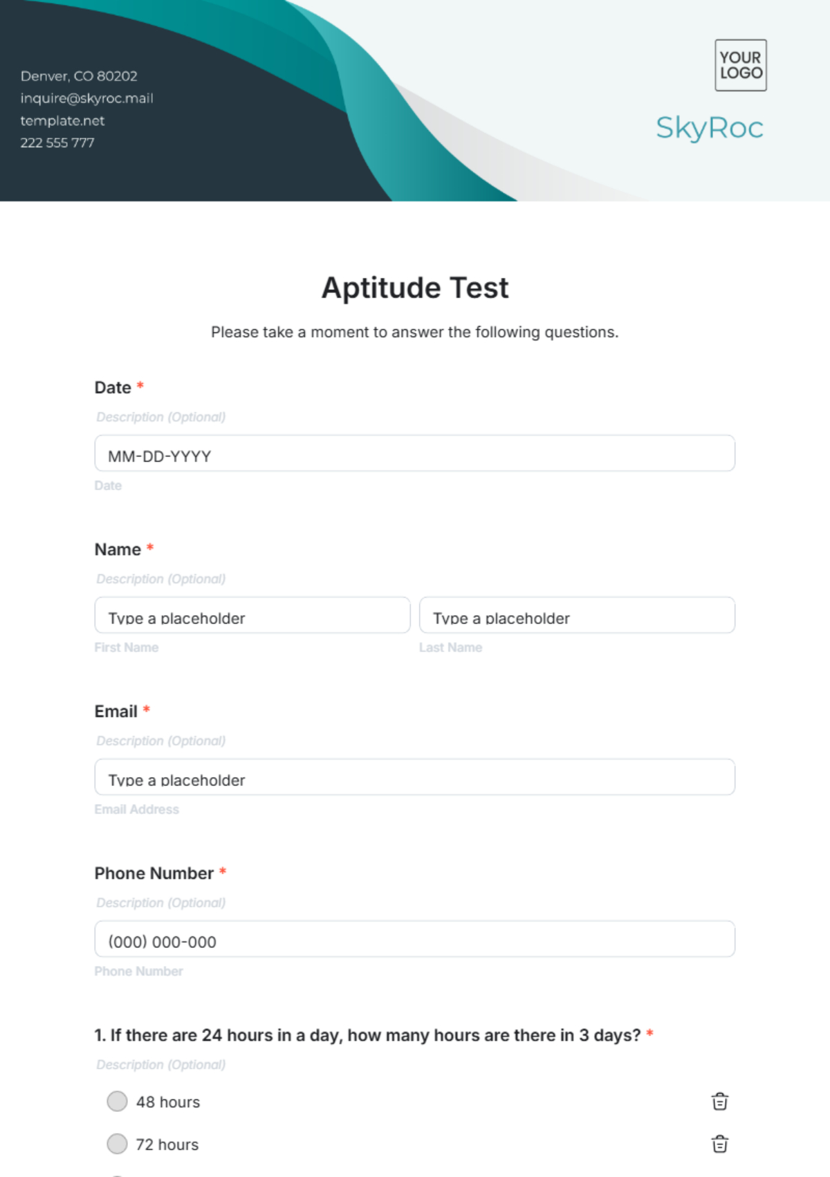 Free Pre-Employment Test Template To Edit Online with regard to Free Printable Pre Employment Tests