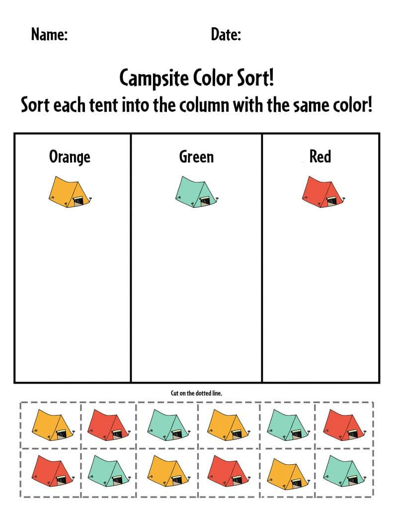 Free Preschool Camping Theme Worksheets! ⋆ The Hollydog Blog in Free Camping Printables For Preschool