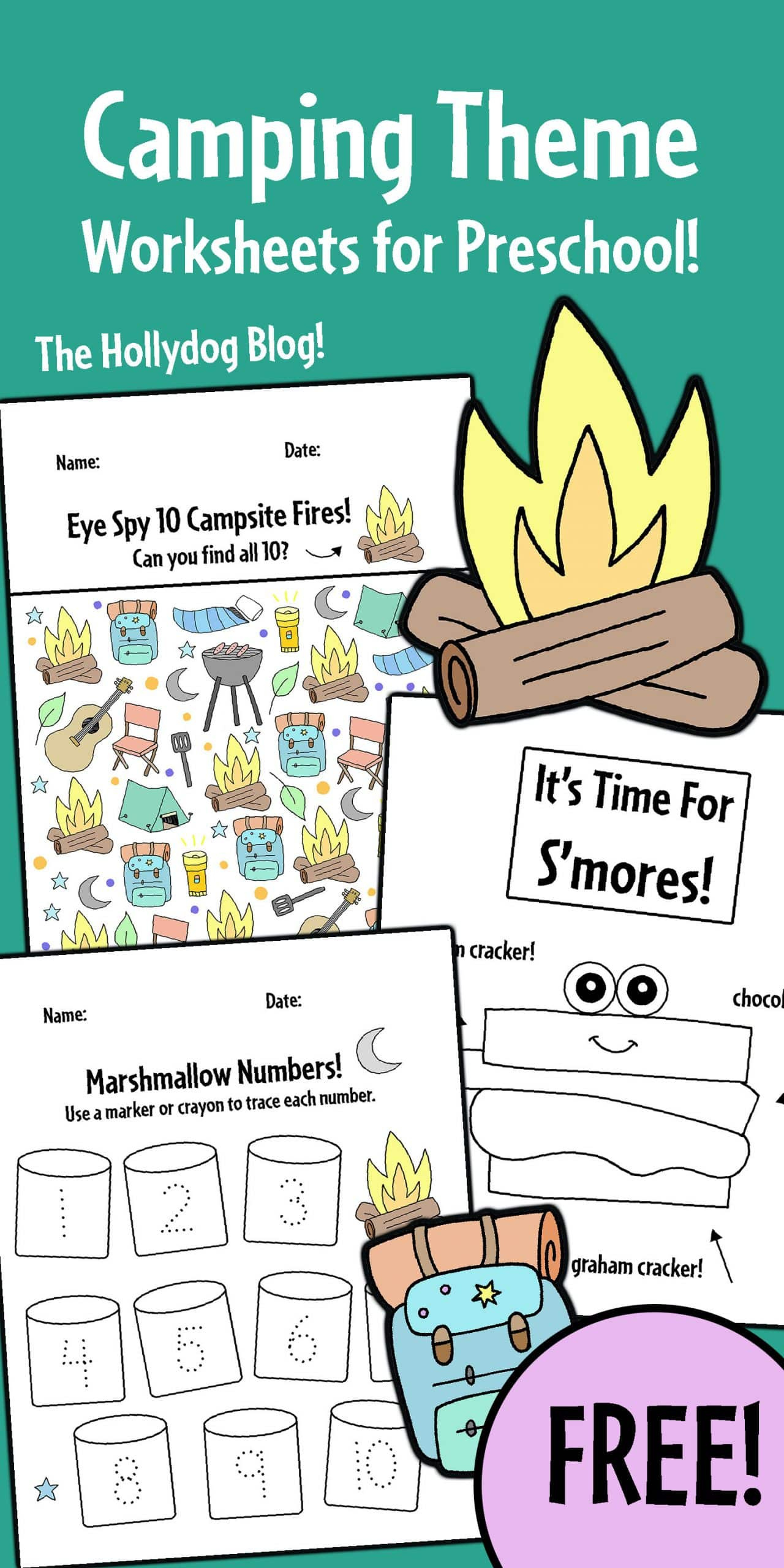 Free Preschool Camping Theme Worksheets! ⋆ The Hollydog Blog intended for Free Camping Printables For Preschool