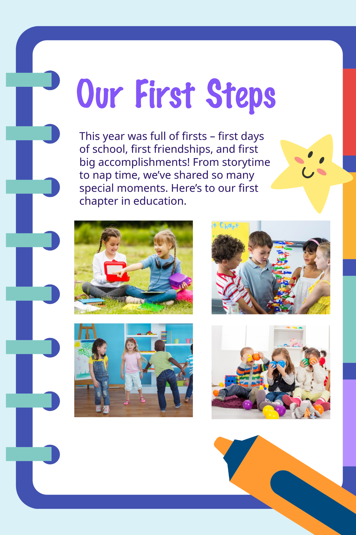 Free Preschool Yearbook Design Template To Edit Online with regard to Free Preschool Yearbook Templates