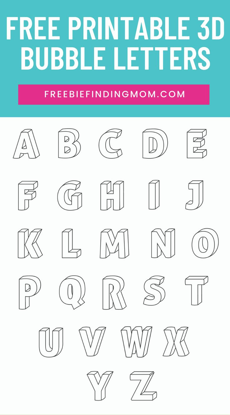 Free Printable 3D Bubble Letters Alphabet inside Free Printable 3D Letters