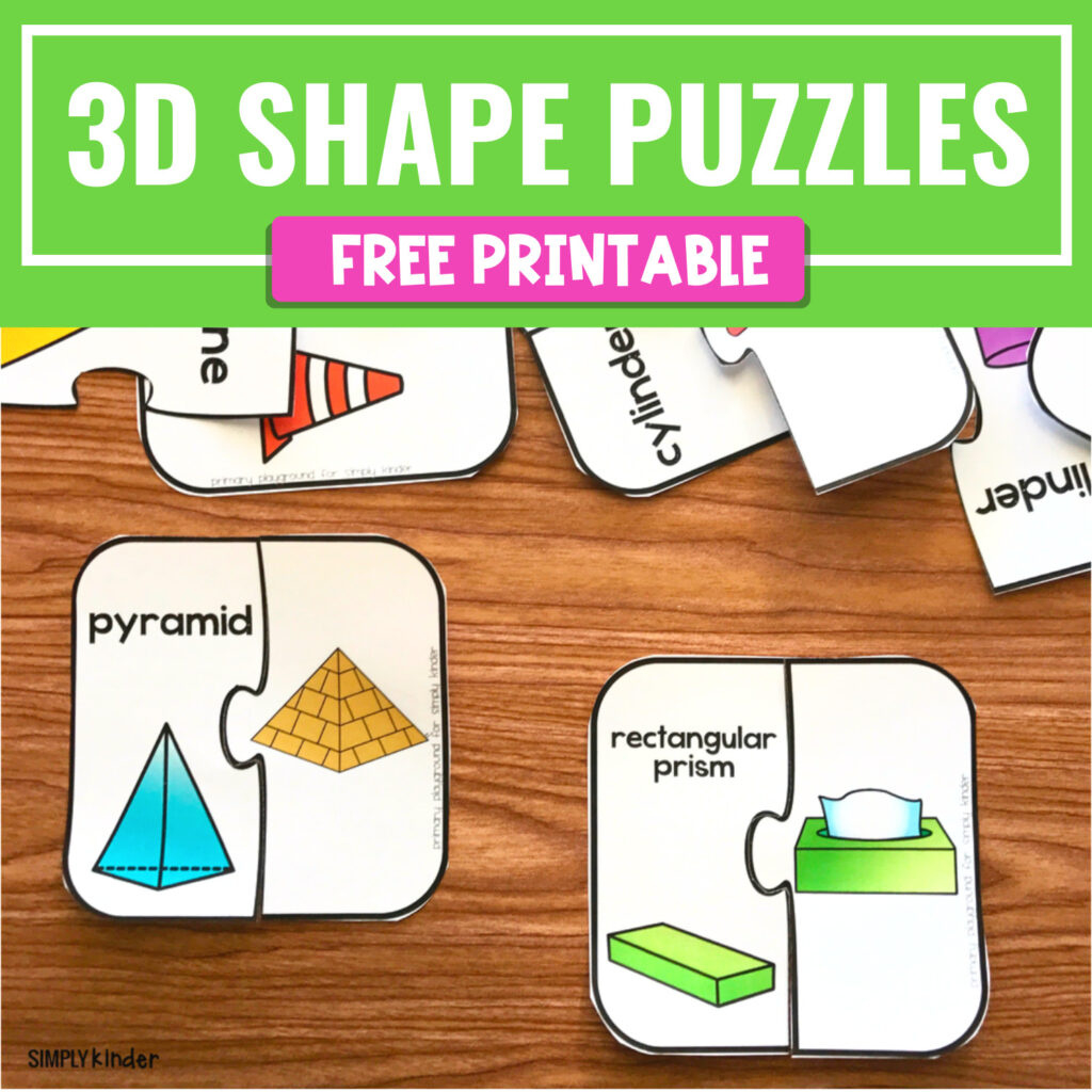 Free Printable 3D Shape Puzzles - Simply Kinder throughout Free Printable 3D Shapes
