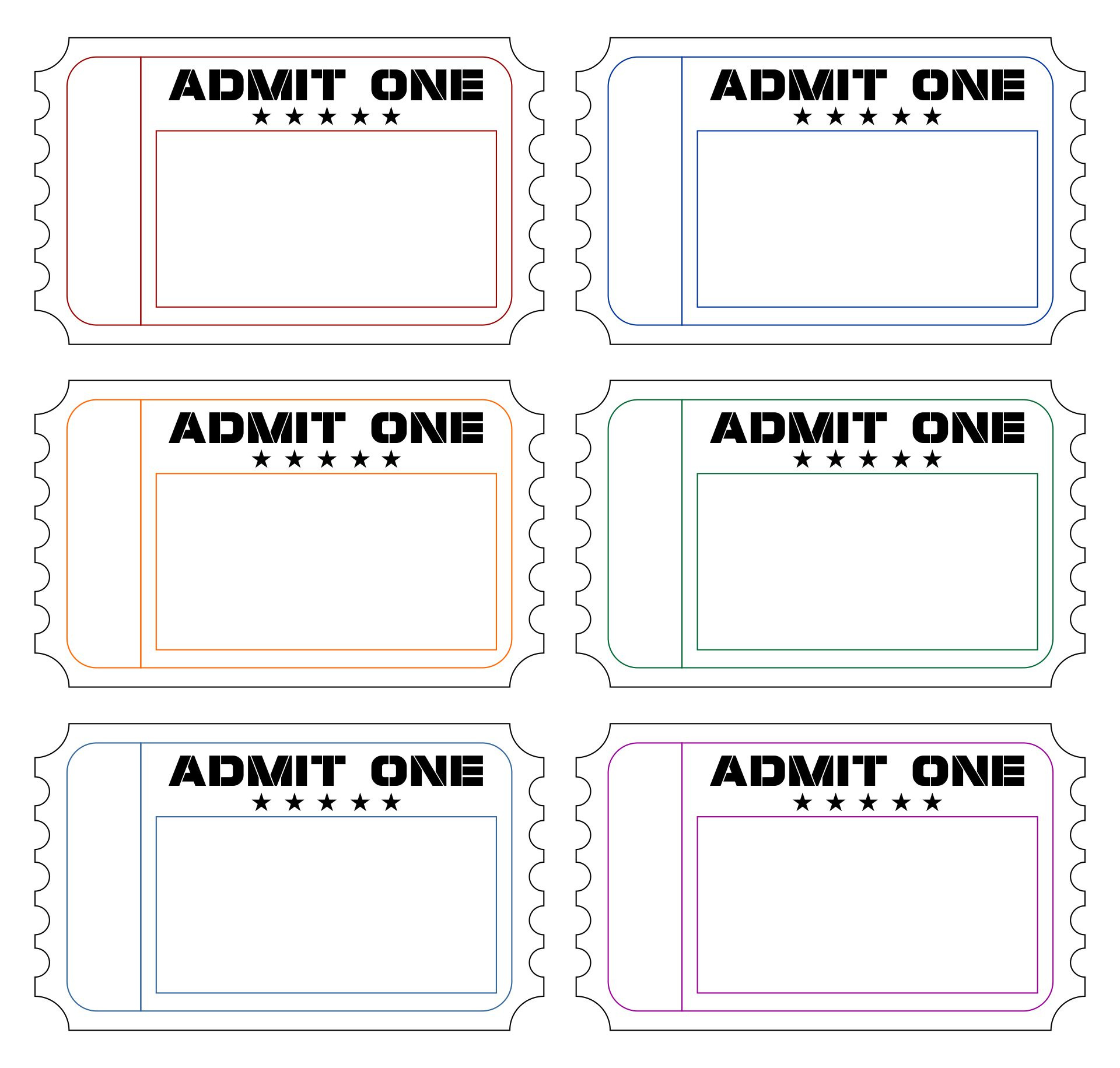 Free Printable Admit One Ticket Templates - Blank Downloadable intended for Admit One Ticket Printable Free