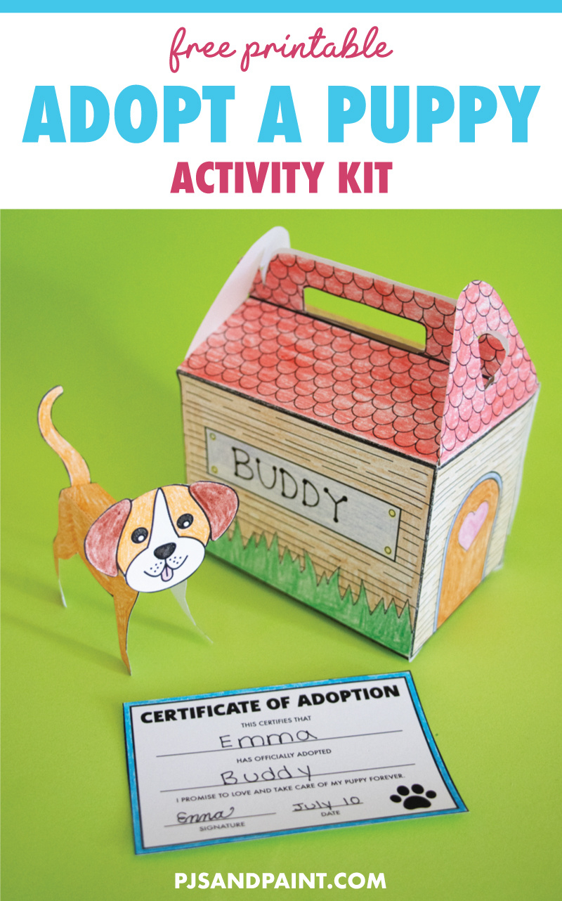 Free Printable Adopt A Puppy Activity Kit - Pjs And Paint pertaining to Adopt a Pet Party Free Printables