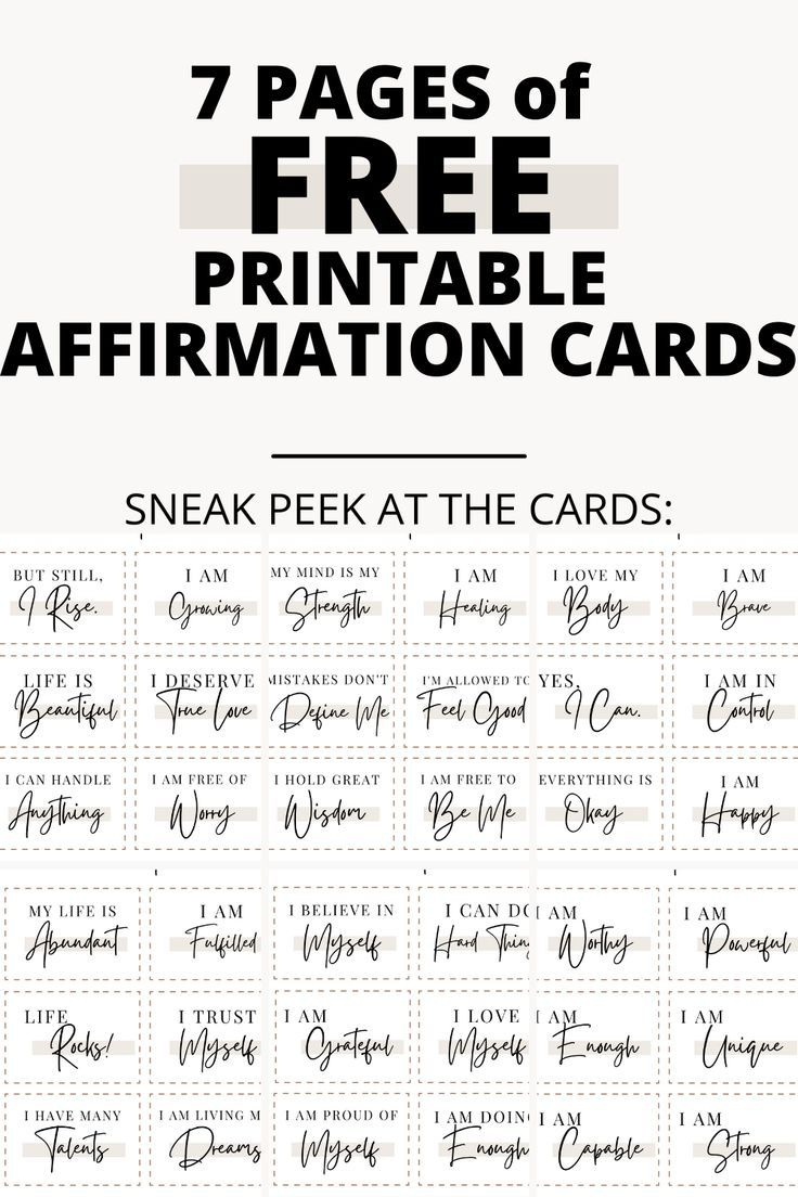 Free Printable Affirmation Cards (+ Affirmation Ideas) within Free Affirmation Printables