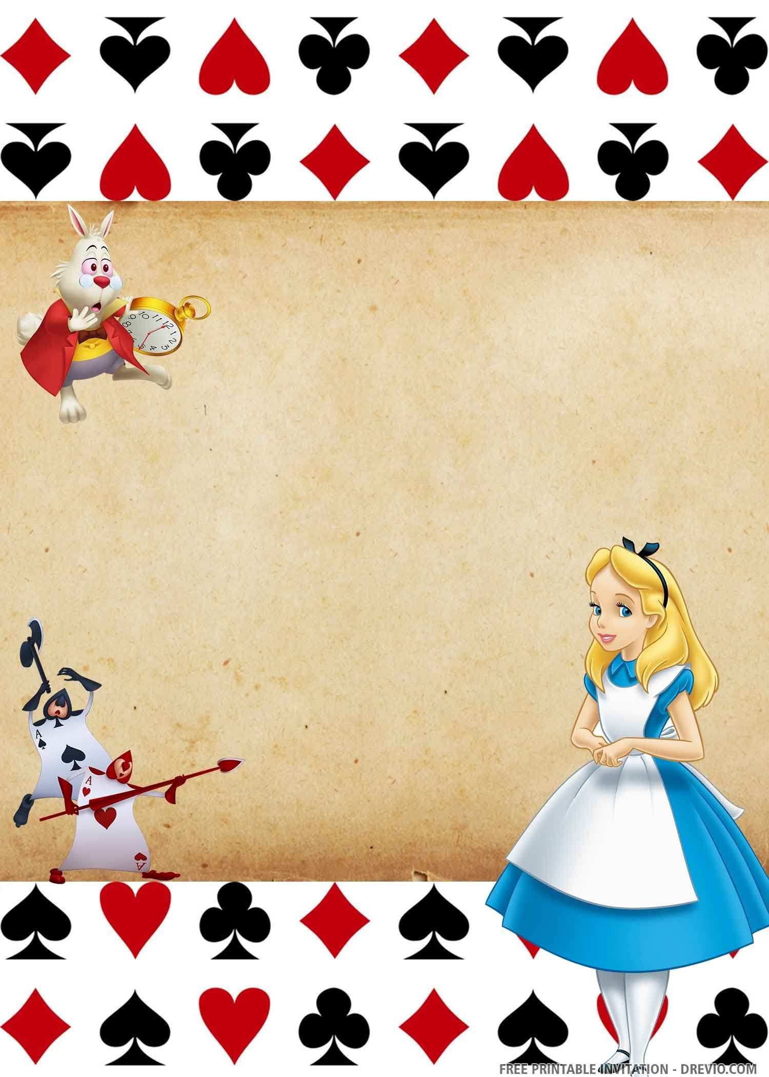 Free Printable) – Alice In The Wonderland Birthday Invitation for Alice In Wonderland Templates Free